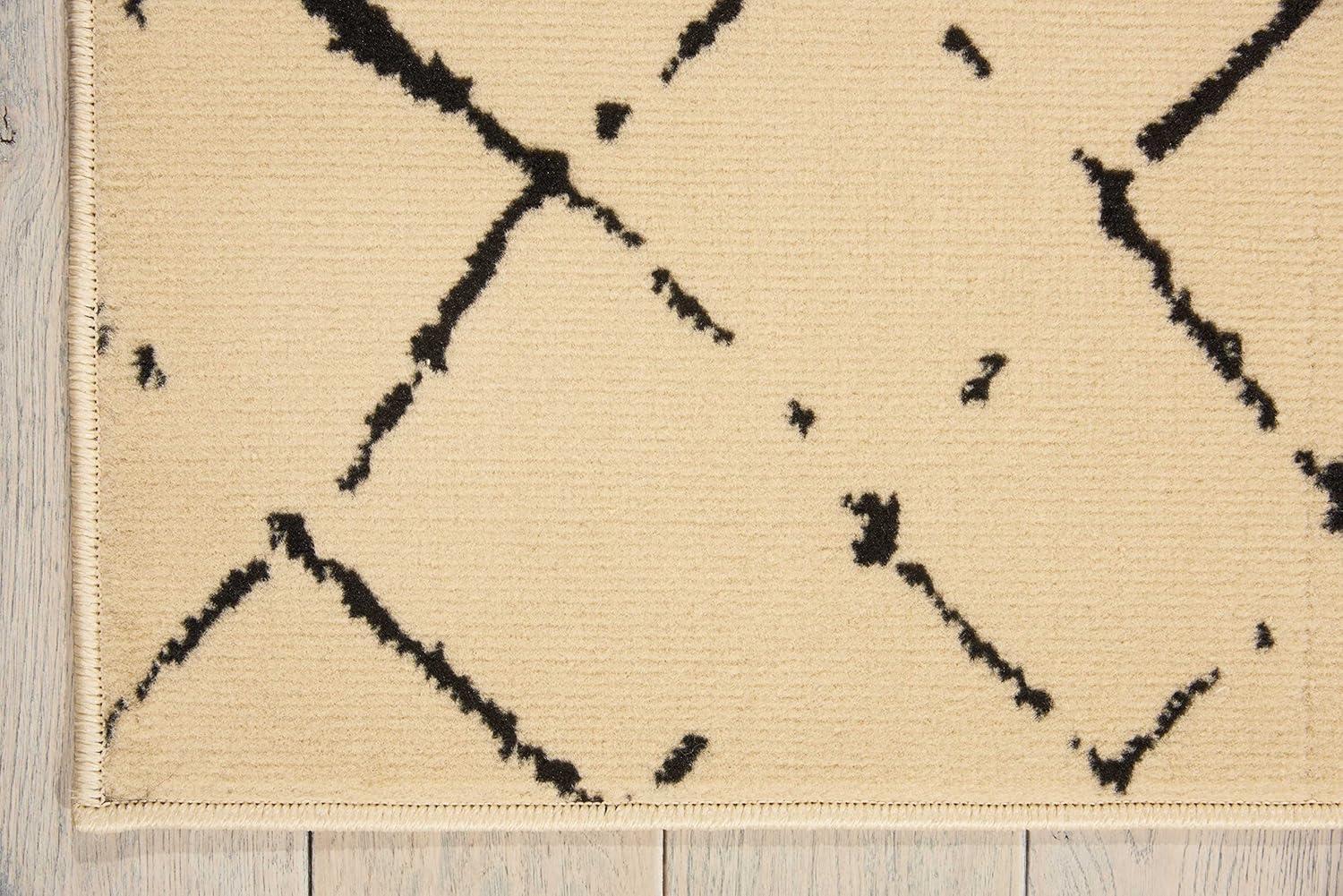 Nourison Grafix Cream Black Area Rug GRF04 5'3"X7'3"