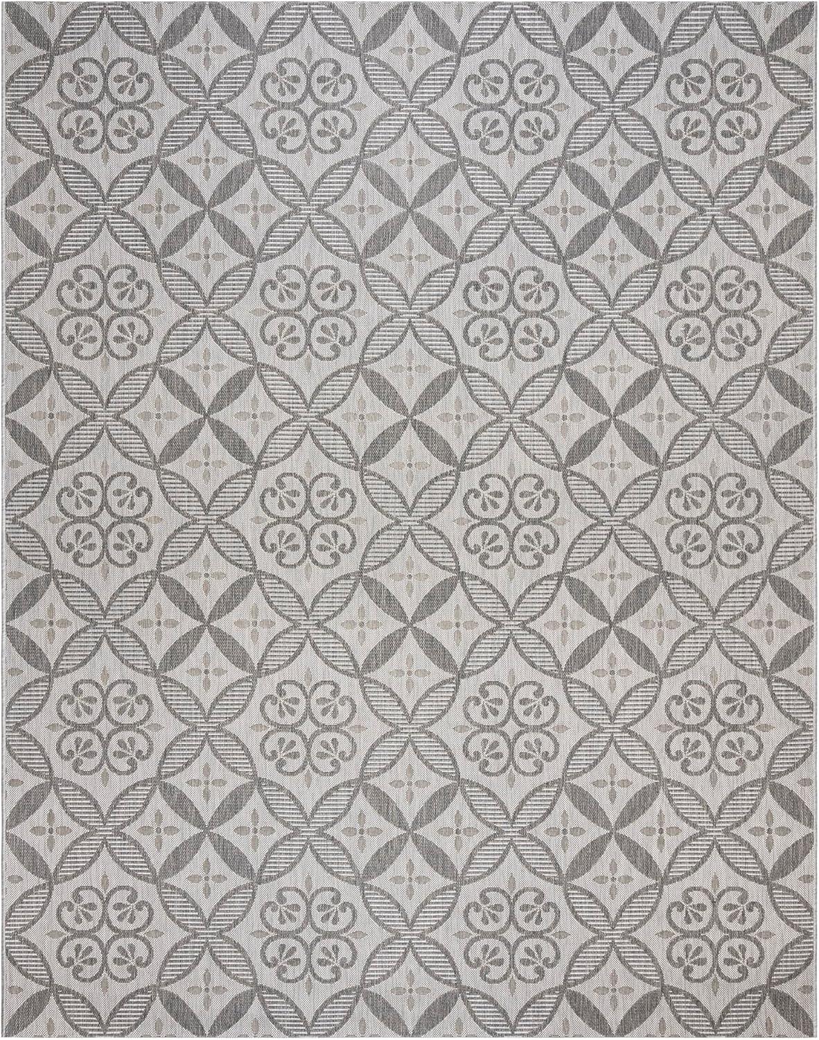 Paseo Niala Medallion Checkered Gray Ash Steel Polypropylene Flatweave Indoor/ Outdoor Area Rug