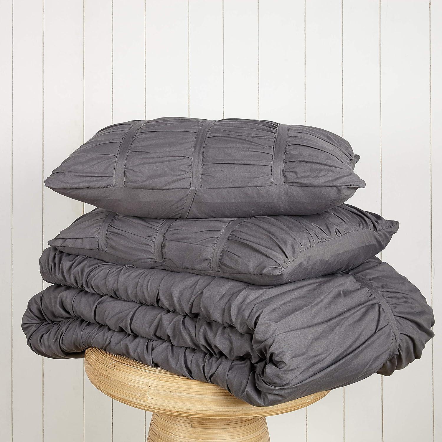 Modern Heirloom Emily Texture T/TXL Emily Texture Comforter Set Dark Gray: Polyester, Machine Washable, Includes Sham