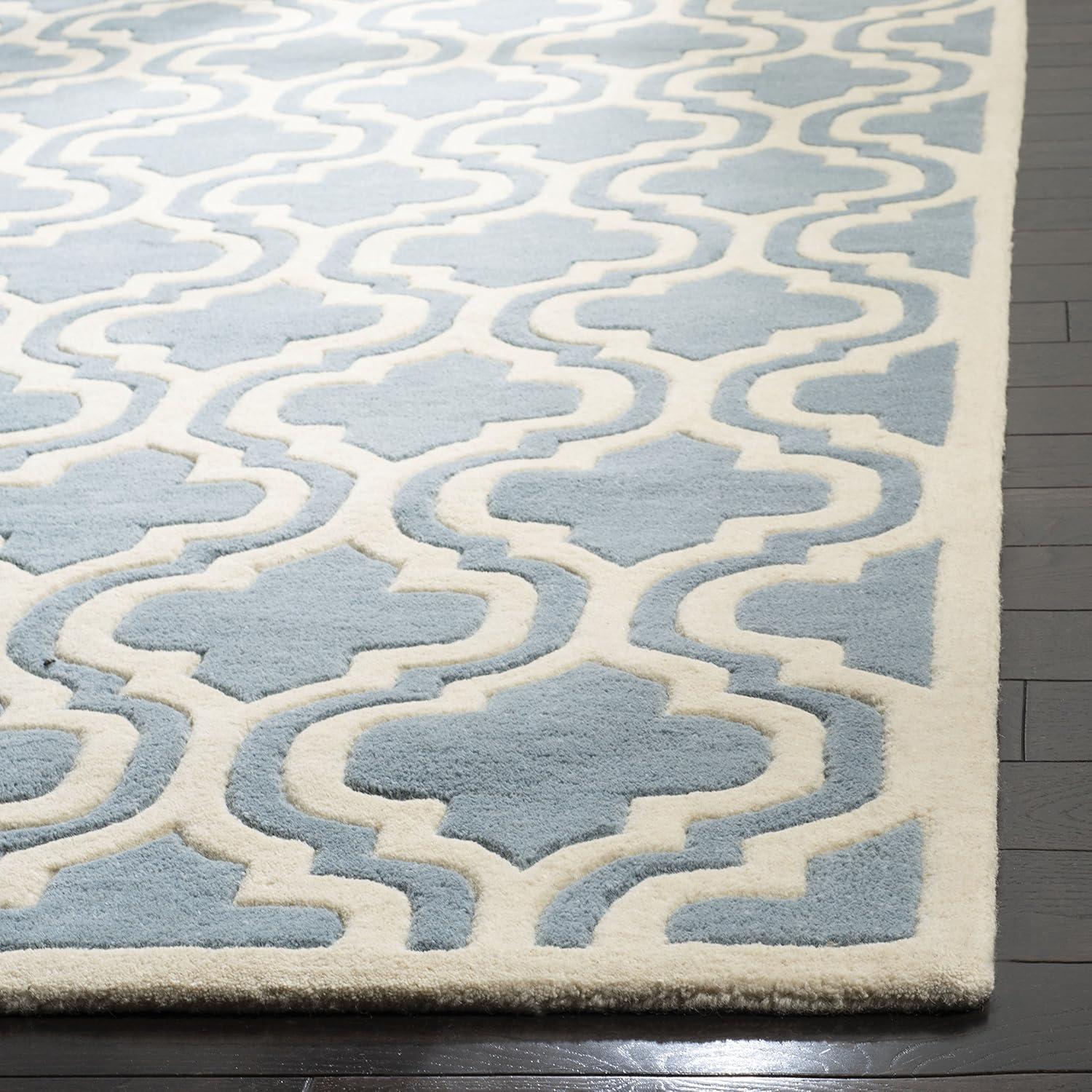 Chatham Blue and Ivory Hand-Tufted Wool Rug, 27" x 5"