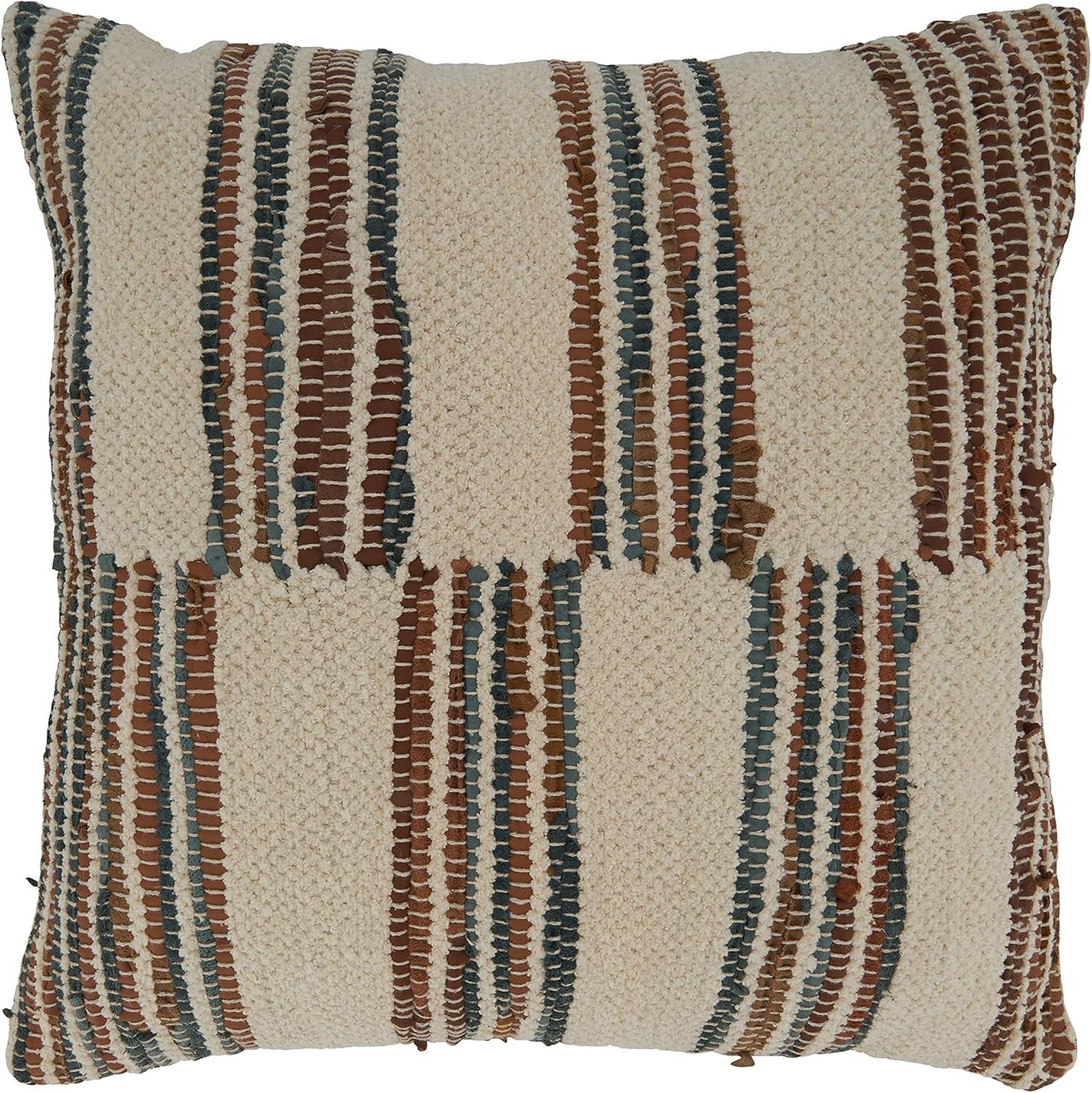 Rustic Multicolor Striped Cotton Pillow Cover 20"