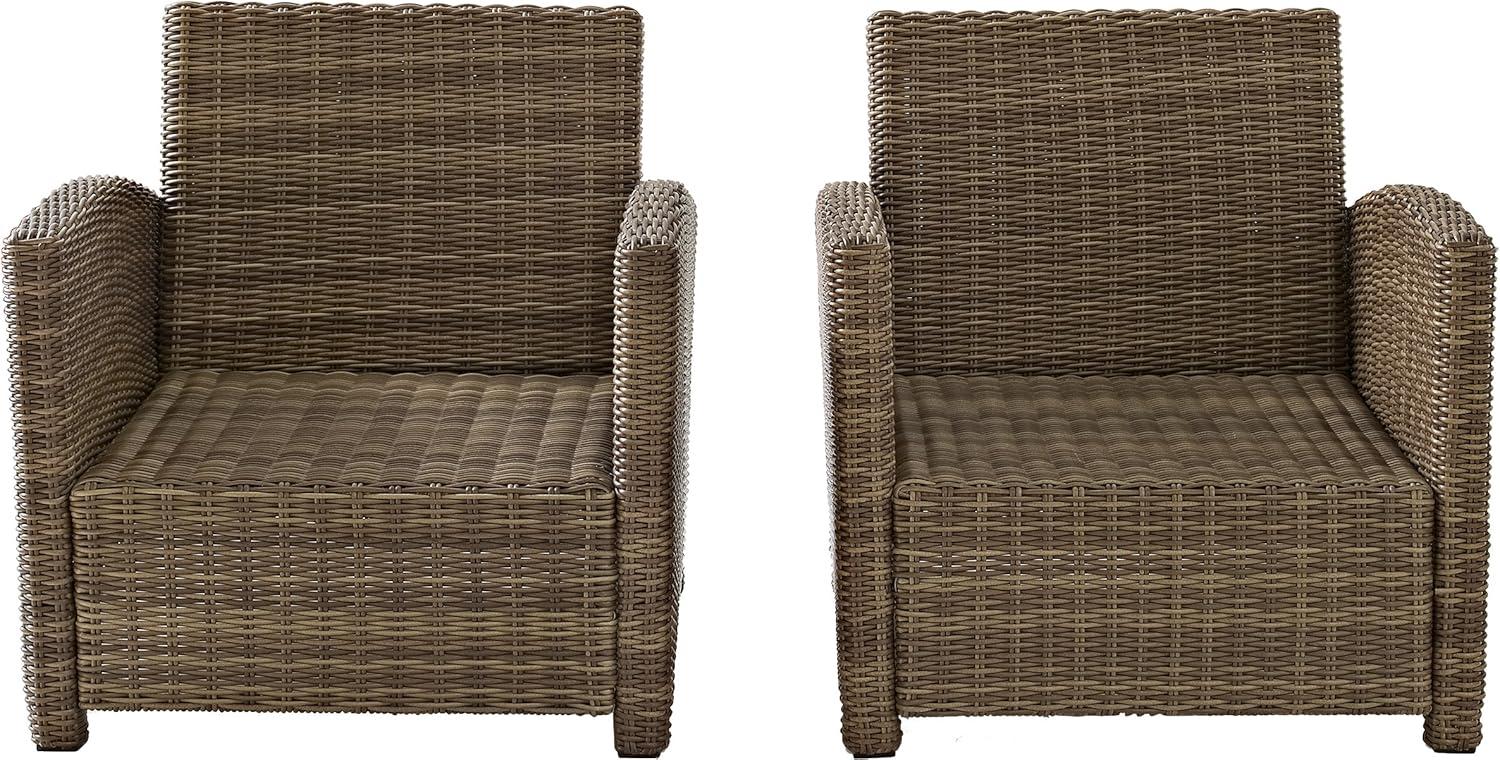 Bradenton 2-Piece Brown Wicker Outdoor Armchair Set with Red Cushions