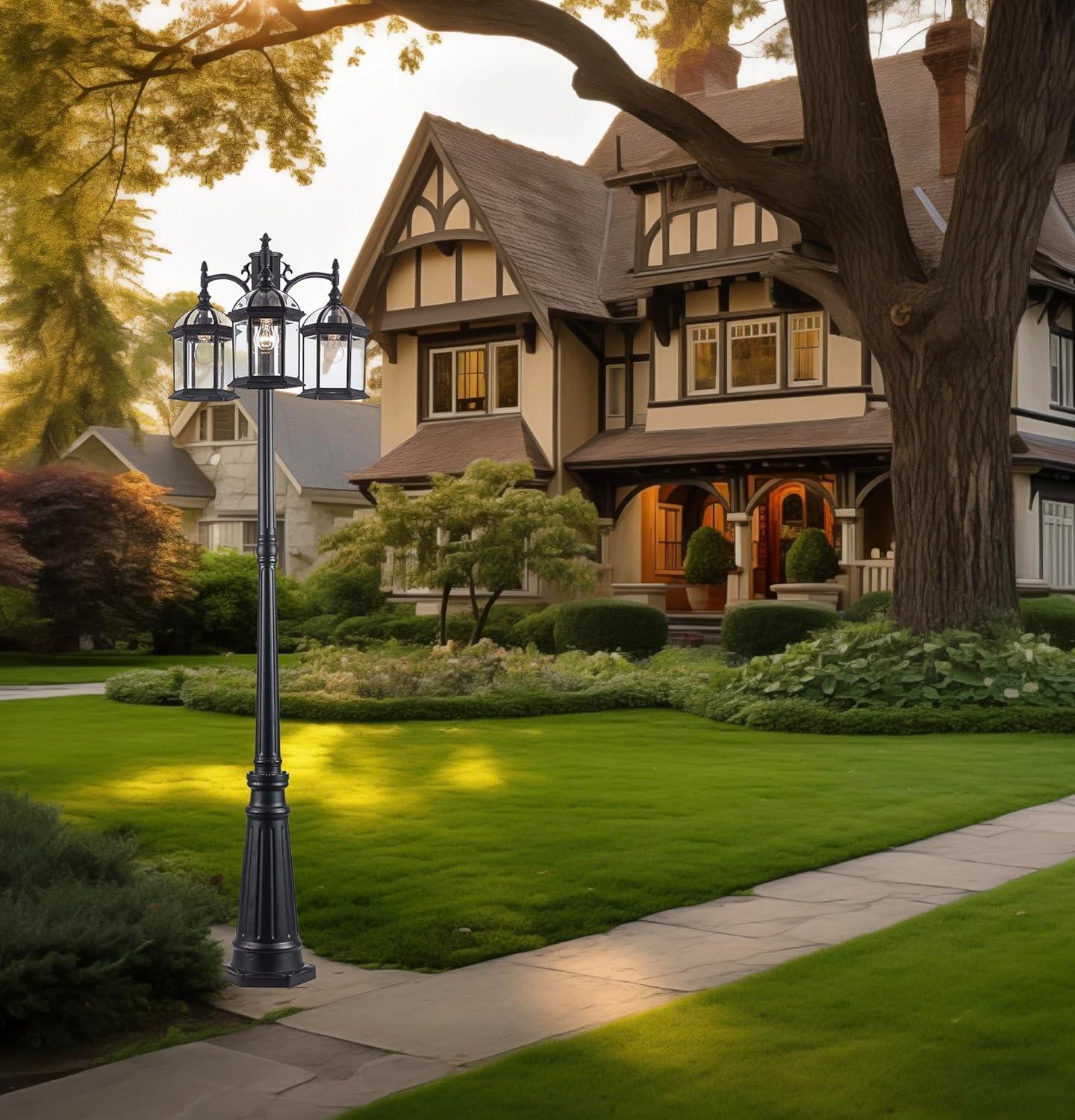 Trans Globe Lighting 4189 3 Light Outdoor Post Lantern - Black