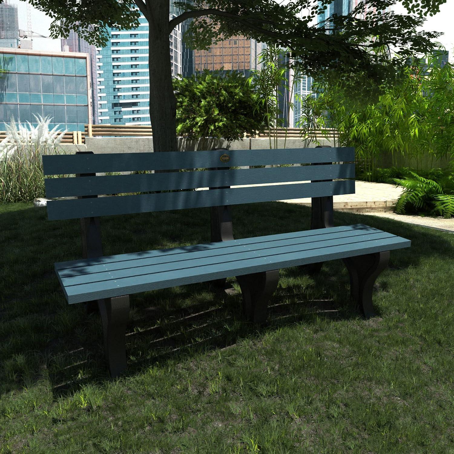 highwood Aurora Traditional 6 ft Commercial Park Bench Nantucket Blue