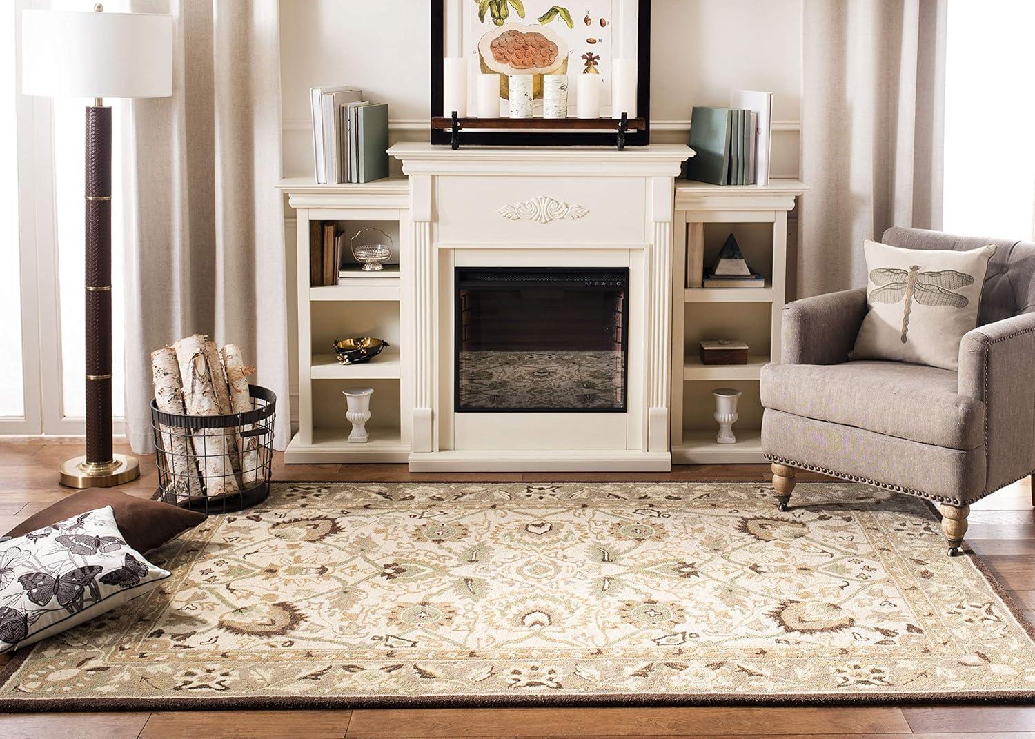 Anatolia AN512 Hand Tufted Indoor Area Rug - Ivory/Brown - 8'x8' - Safavieh