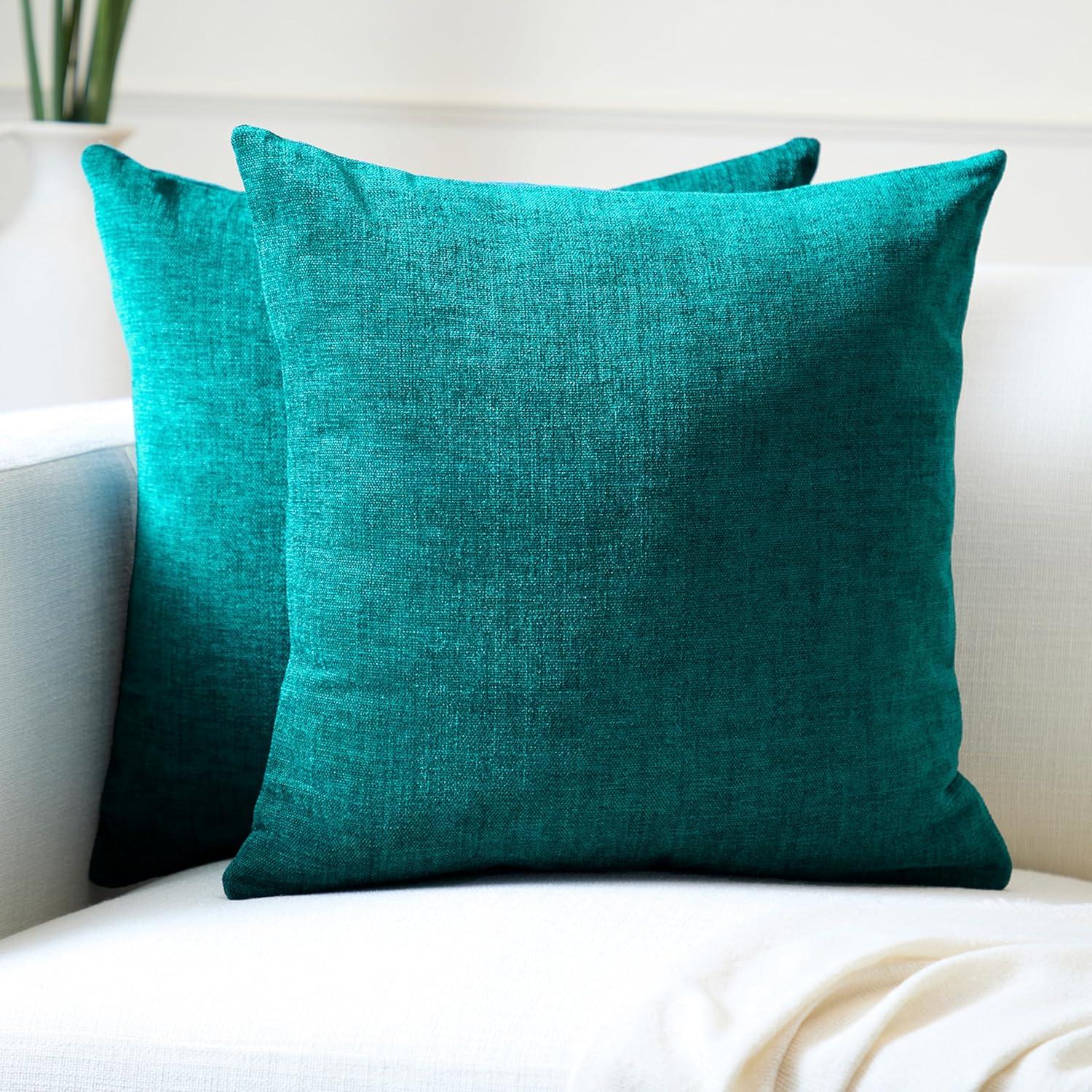 PAVILIA Set of 2 Throw Pillow Covers, Decorative Velvet Square Cushion Cases for Bed Sofa Couch Bedroom Living Room, Navy Blue/20 x 20