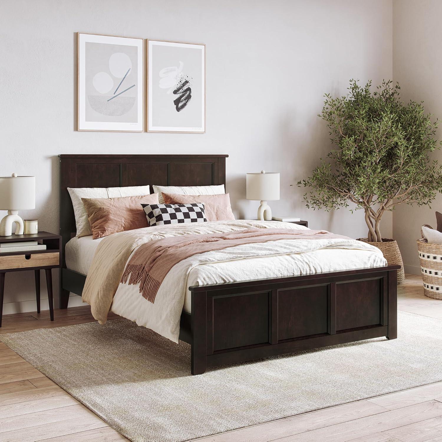 AFI Charlotte Queen Solid Wood Low Profile Platform Bed with Matching Footboard, Espresso