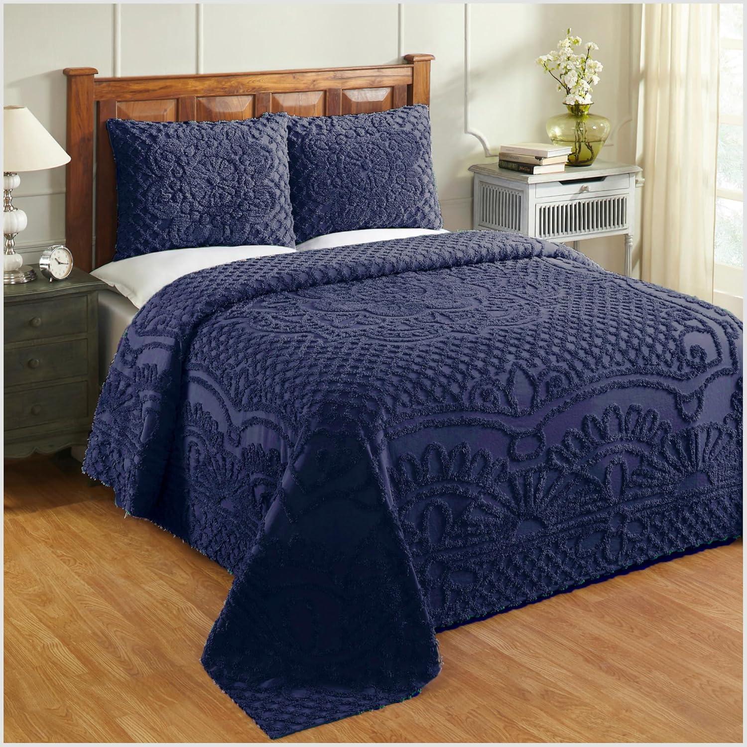 Better Trends Trevor Bedspreads 100% Cotton Chenille - Traditional Medallion Bedding Set, Luxurious All Season Comfort, Machine Washable Trevor Collection Bedspread Set