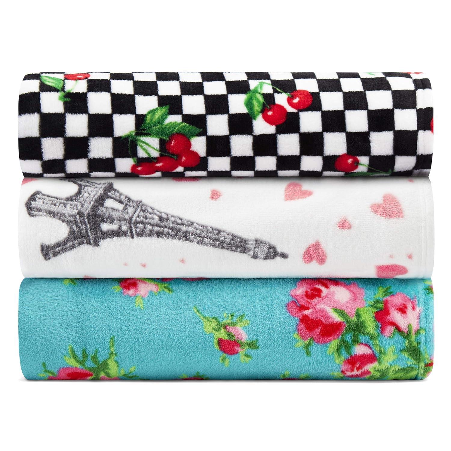 50"x70" Oversized Cherry Checker Throw Blanket Bright Red - Betseyville: Cozy Fleece, Machine Washable