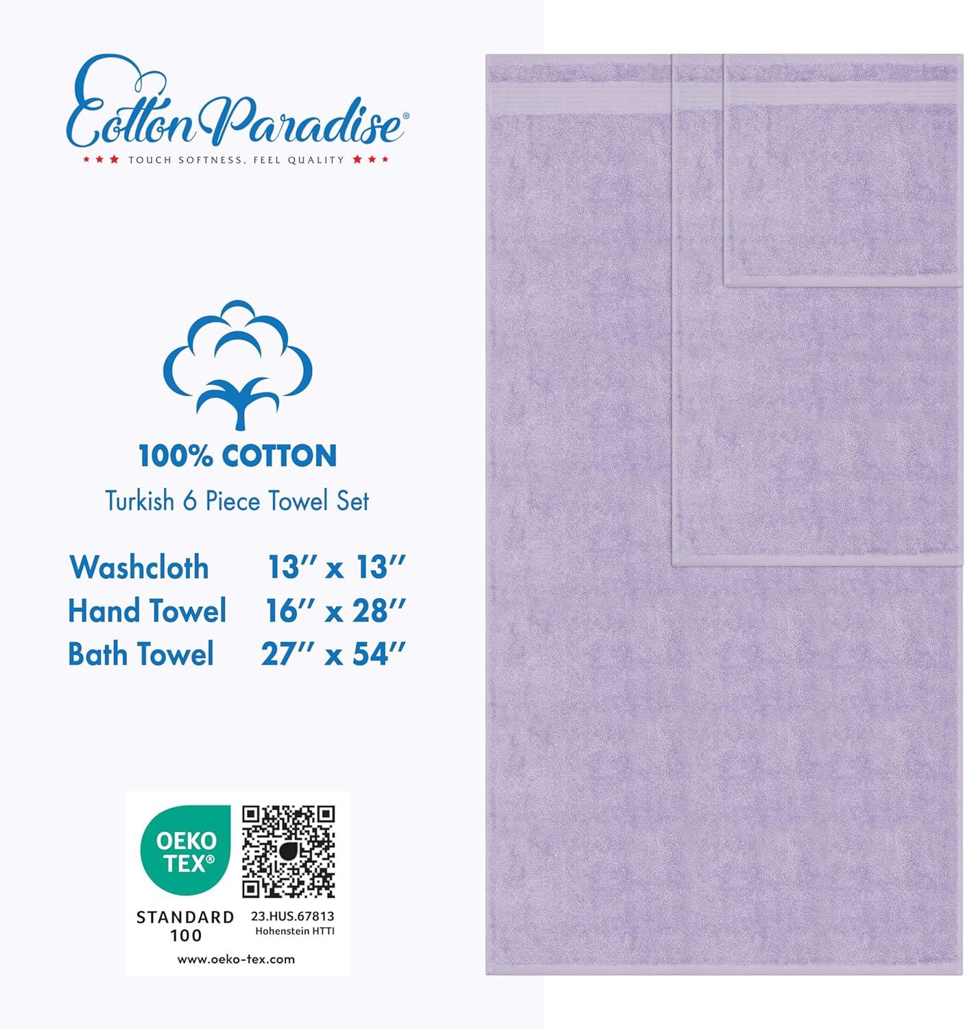 American Soft Linen 6 Piece Towel Set, 100% Cotton Bath Towels for Bathroom, Lilac