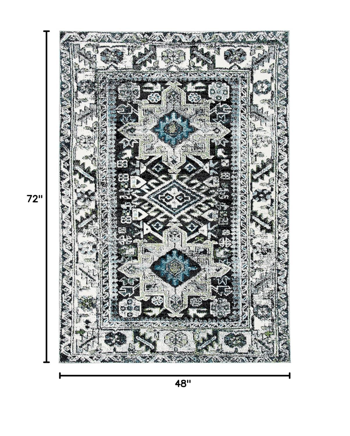 Vintage Hamadan VTH211 Power Loomed Indoor Area Rug - Dark Grey/Ivory - 4'x6' - Safavieh