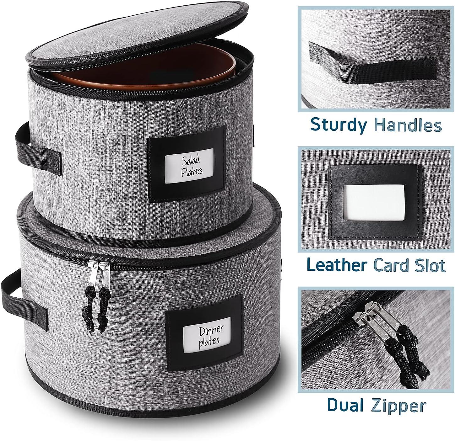 Fabric Dinnerware Storage Set with Felt Dividers Included