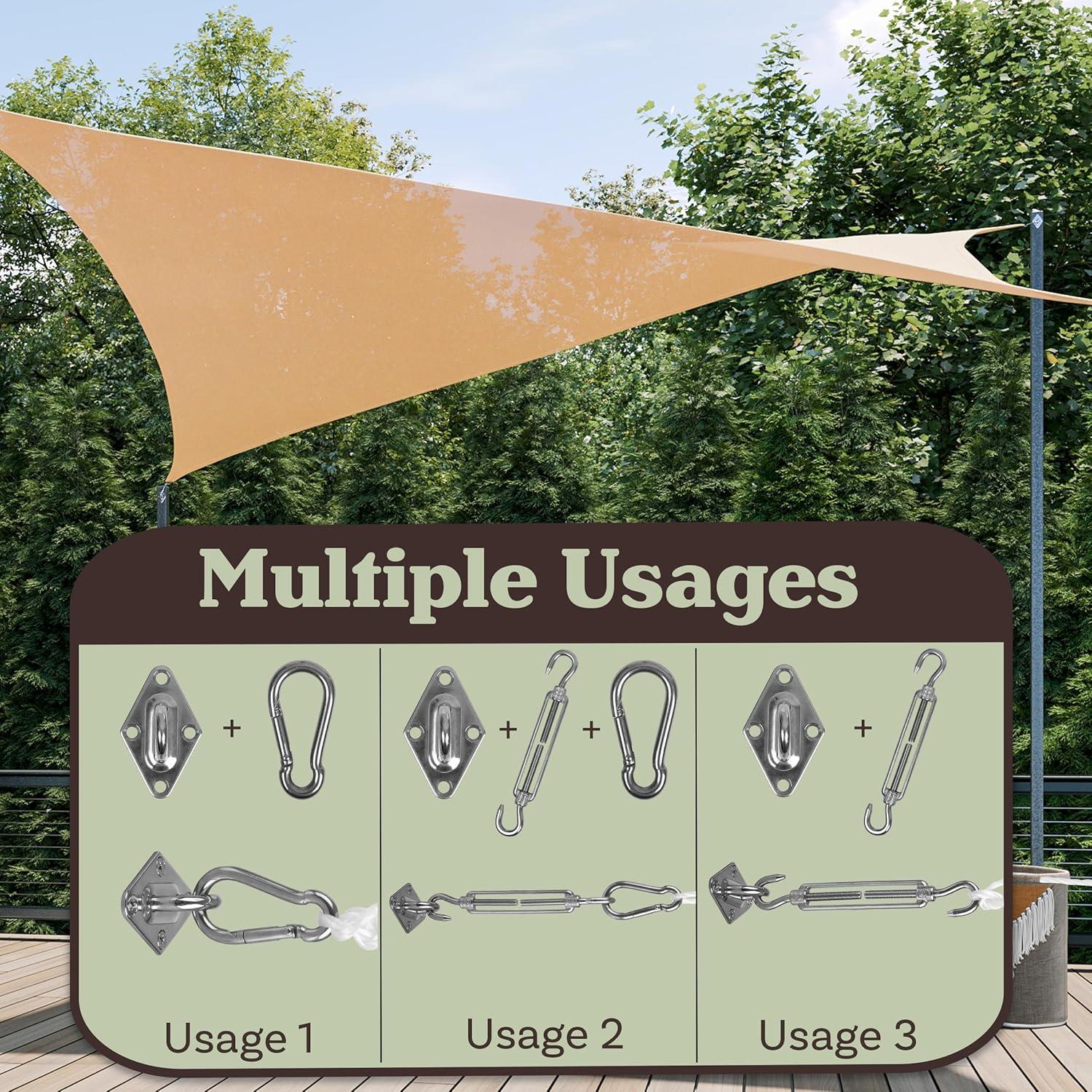 Shade Sail Hardware Kit - 44 Piece Heavy Duty Stainless-Steel Sun Sail Hardware Kit for Triangle, Square or Rectangle Shade Sails - Turnbuckle Awning Installation Sunshade Hardware by Pure Garden