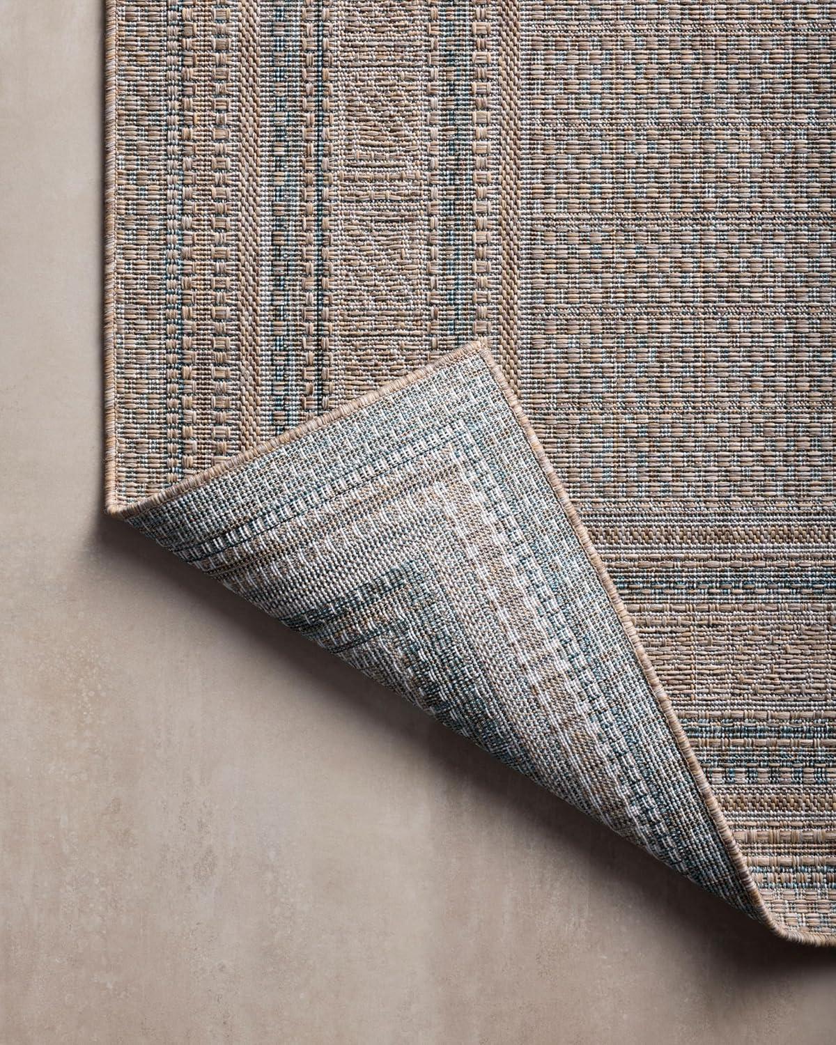 Topanga III Indoor / Outdoor Rug by Amber Lewis x Loloi - Natural and Teal / 3'11" x 5'11"