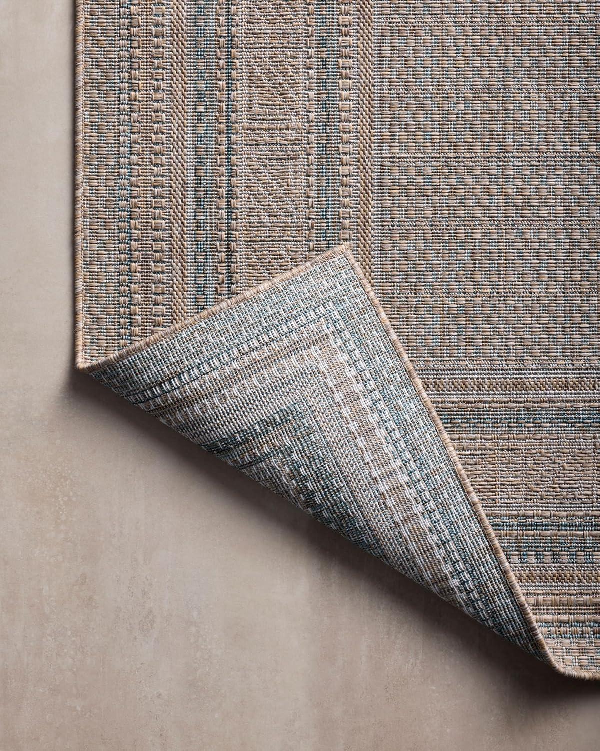 Topanga III Indoor / Outdoor Rug by Amber Lewis x Loloi - Natural and Teal / 6'7" x 9'4"