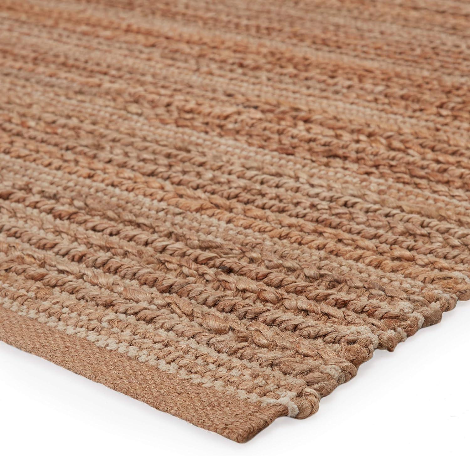 Reversible Tan & Ivory Flat Woven Jute-Cotton Rug 5'x8'