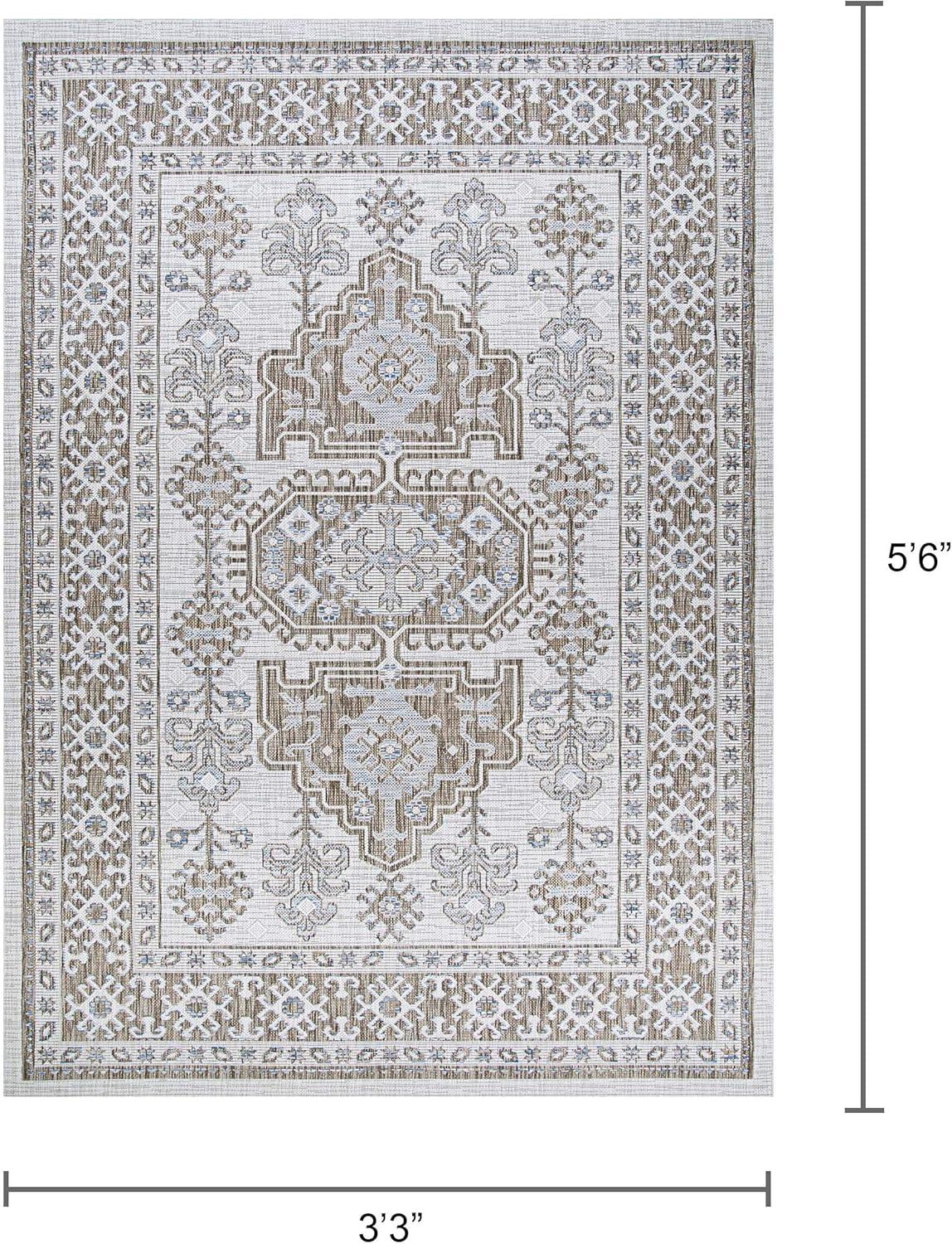 Couristan Charm Woodburn Ivory-Sand Indoor / Outdoor Area Rug, 3'3" x 5'6"