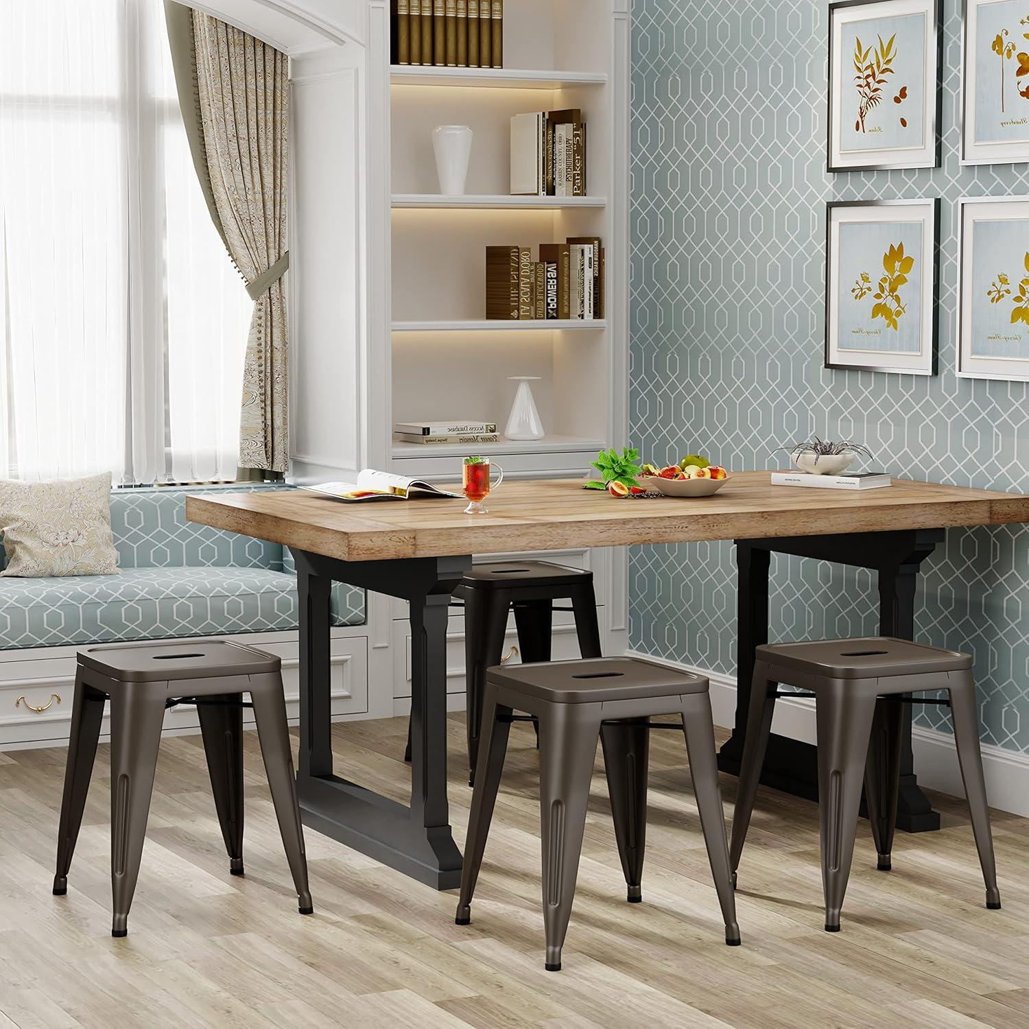 Williston Forge Apolito Counter Stool with Metal Frame (Set of 4)