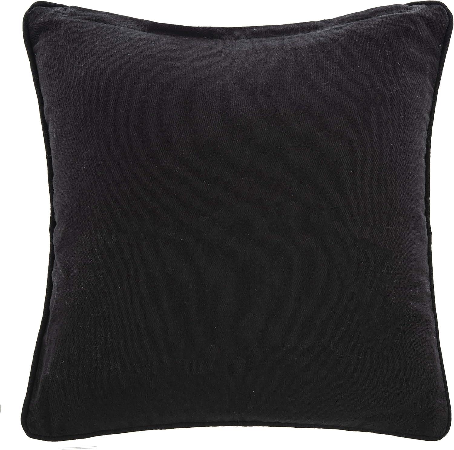 Black and Ivory Embroidered Square Throw Pillow