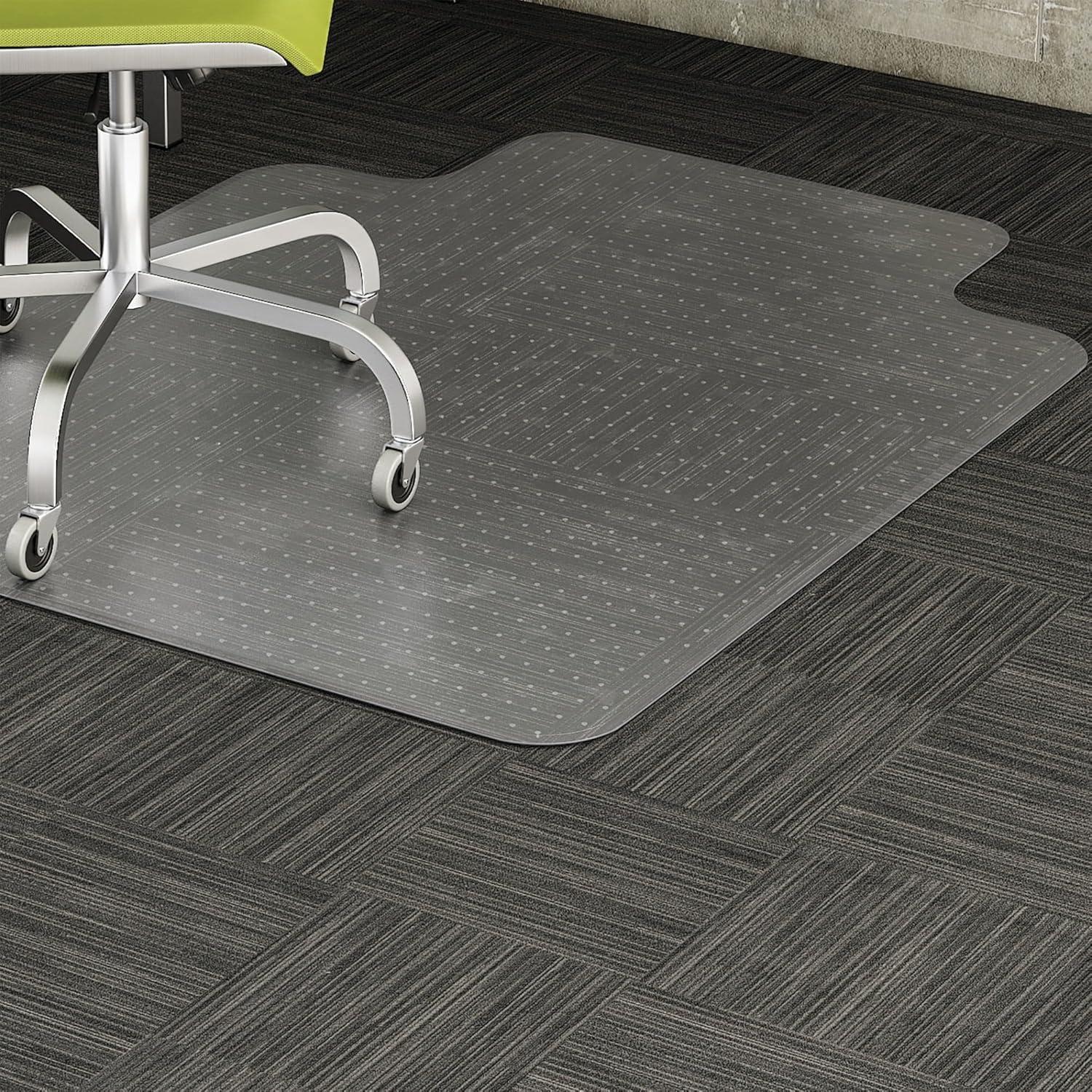 Clear Vinyl Low-Pile Carpet Chair Mat with Studded Bottom