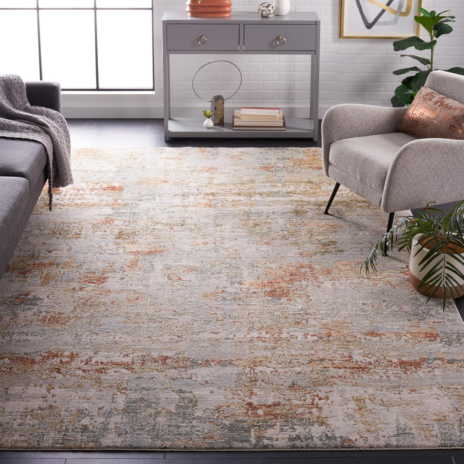 Adrianna ADN200 Machine Made Indoor Area Rug - Blue/Rust - 8'x10' - Safavieh