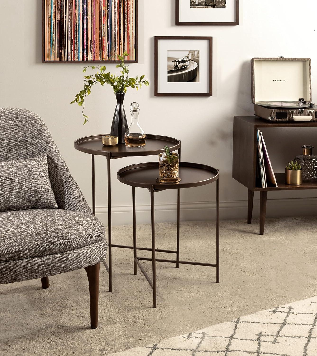 Kate and Laurel Ulani Round Metal Accent Table Set