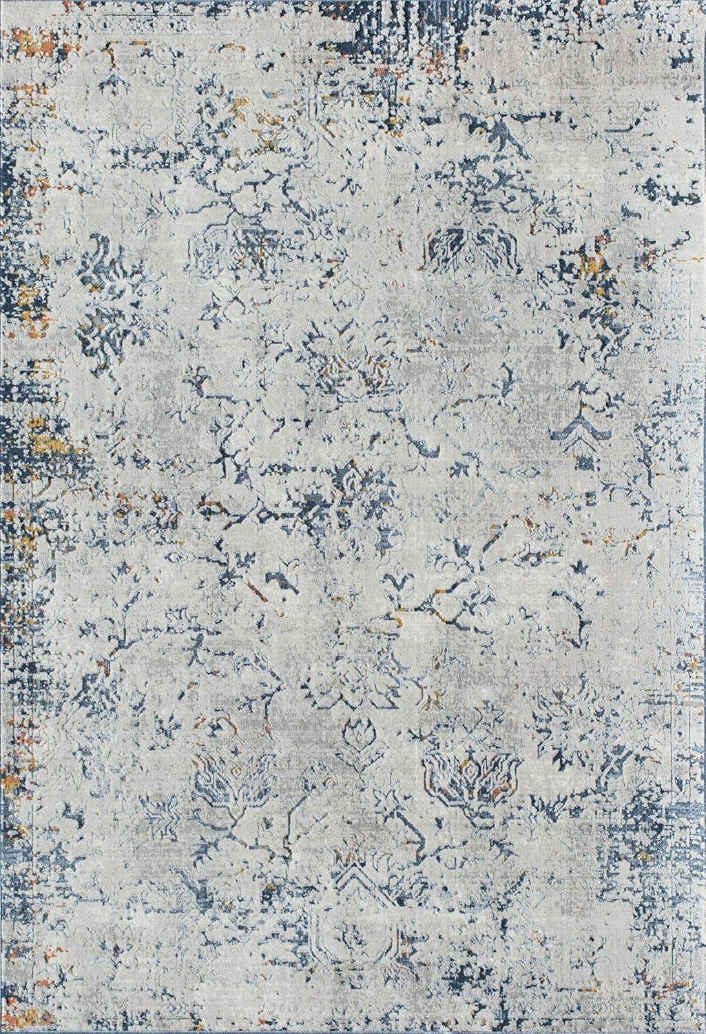 Rugs America Preston PS55B Seafoam White Transitional Vintage White Area Rug, 5'3" x 7'0"