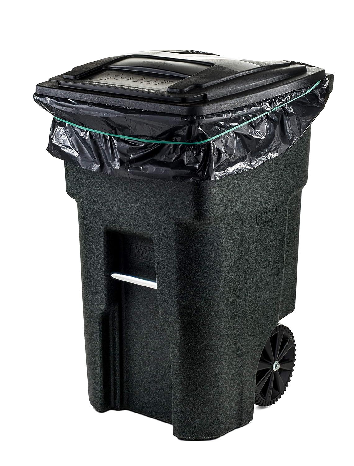 Plasticplace 64-65 Gallon Trash Can Liners for Toter, 1.2 Mil, Black, 50'' x 60'' (25 Count)
