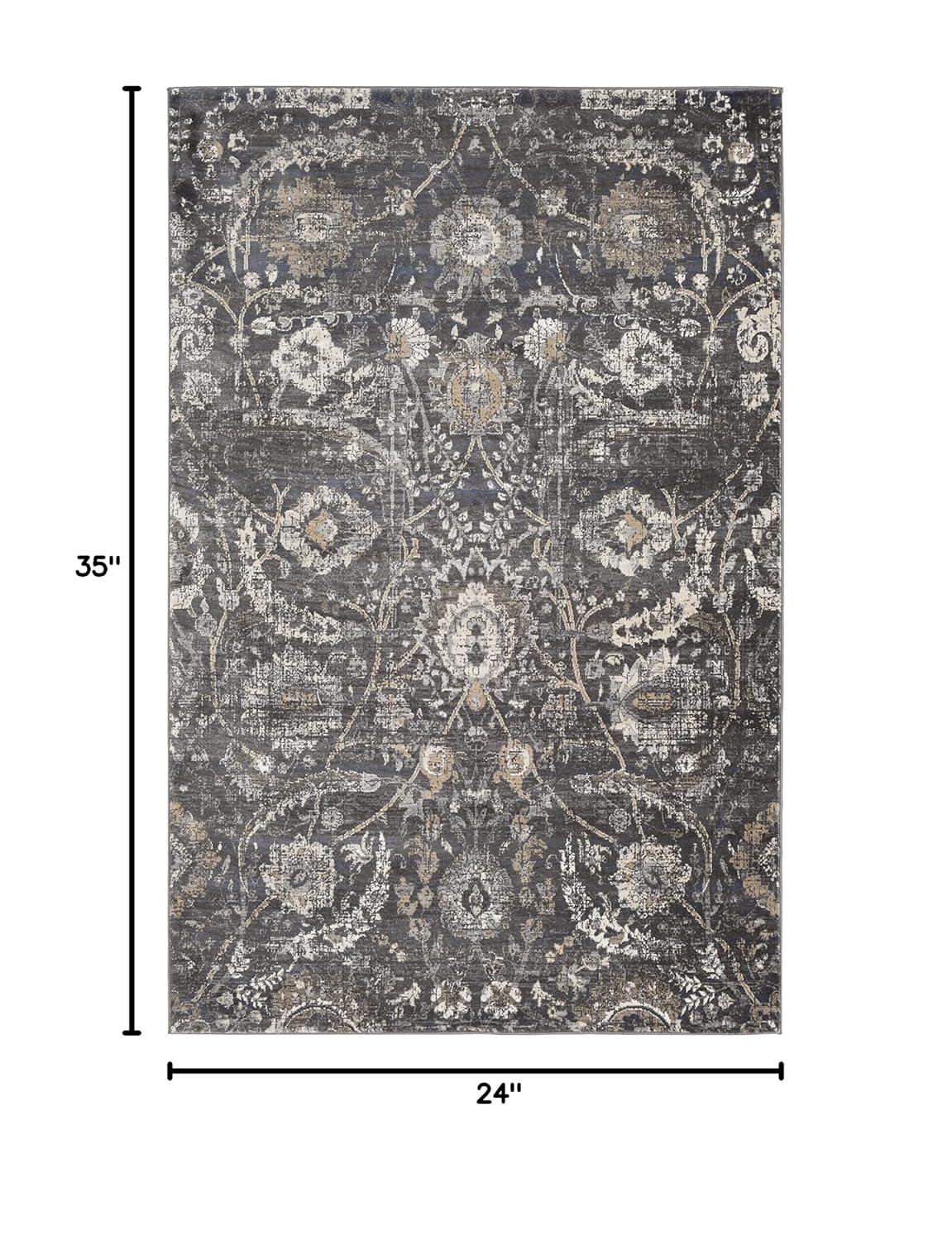 Avellino Beige and Gray Synthetic Fur Rectangular Rug, 2' x 2'11"