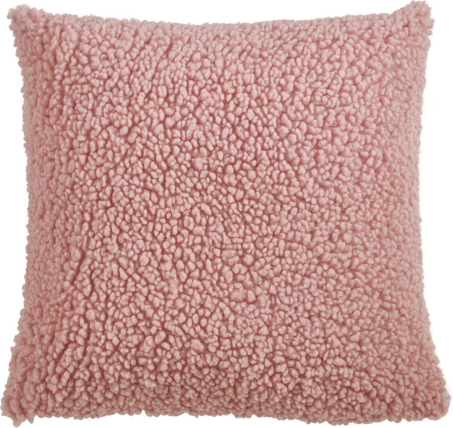 18"x18" Faux Fur Square Pillow Cover Pink - Saro Lifestyle