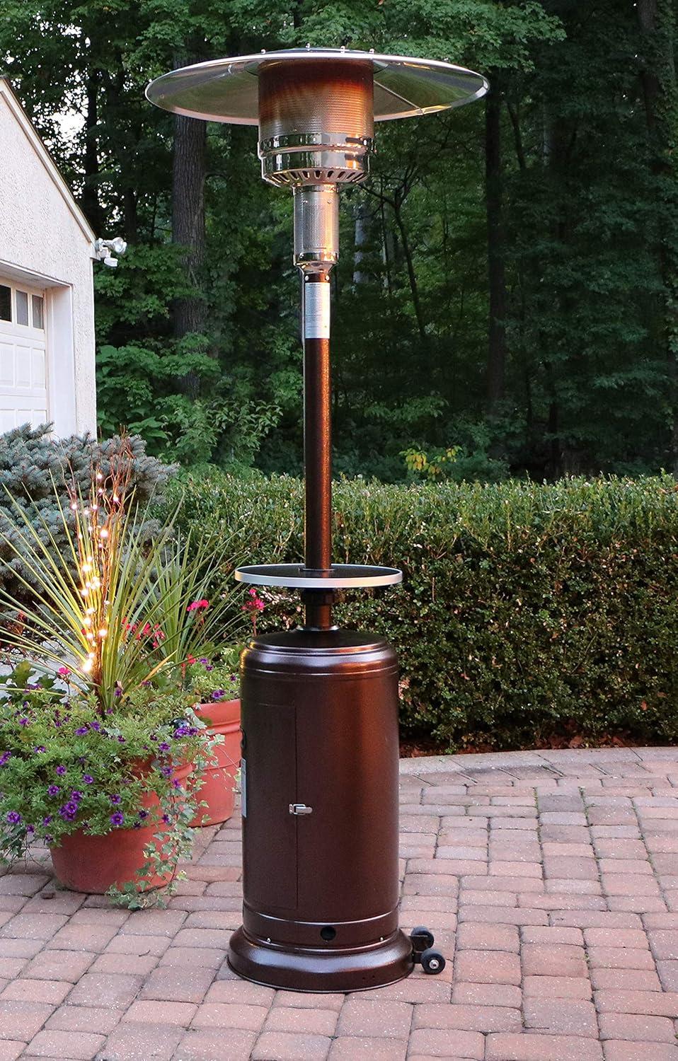 Hanover 7-Ft. 48,000 BTU Steel Propane Patio Heater in Bronze, Umbrella Style Gas Outdoor Heater for Deck or Patio, H001BR