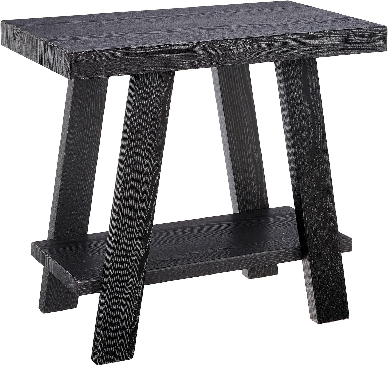 Roundhill Furniture Athens Contemporary Wood Shelf Side Table in Black Finish