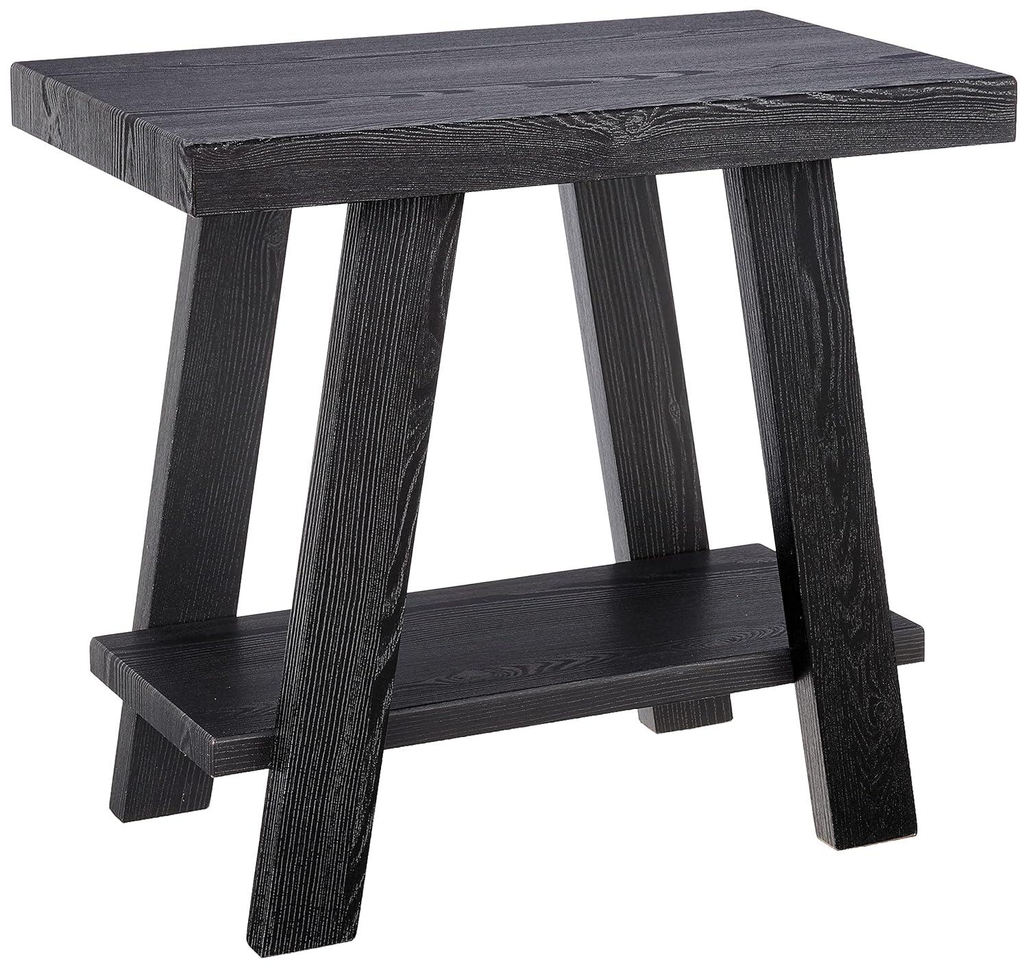 Roundhill Furniture Athens Contemporary Wood Shelf Side Table in Black Finish