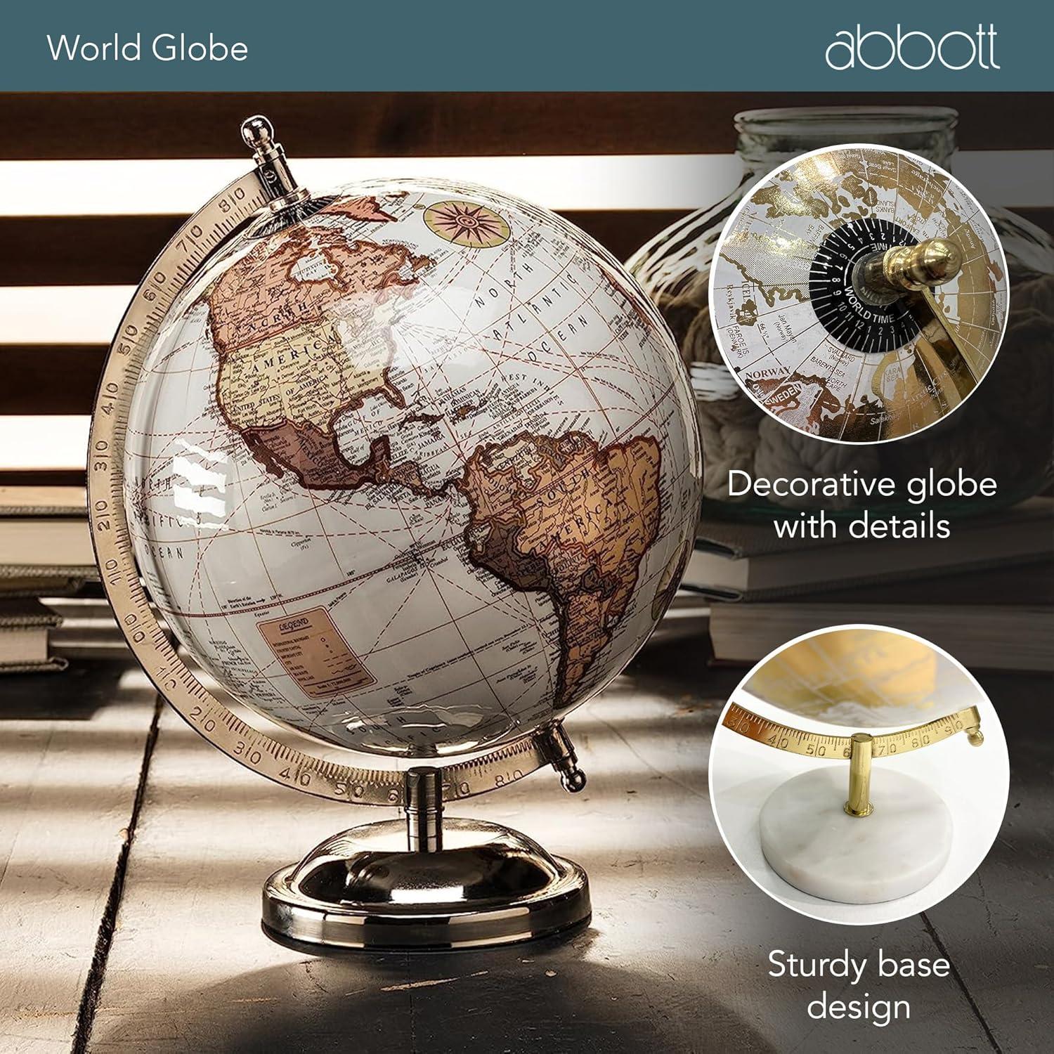 Abbott Collection 57-LATITUDE-10 Globe on Stand-Blk/Gold-11 H, 11 inches high, Black/gold