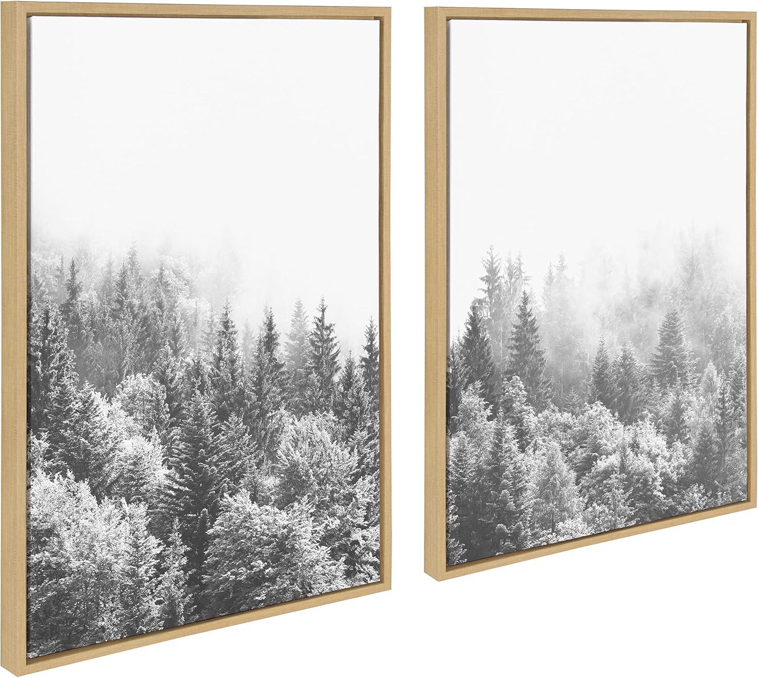 (Set of 2) 23" x 33" Sylvie Forest On A Foggy Day Black and White Framed Canvas Set - Kate & Laurel All Things Decor