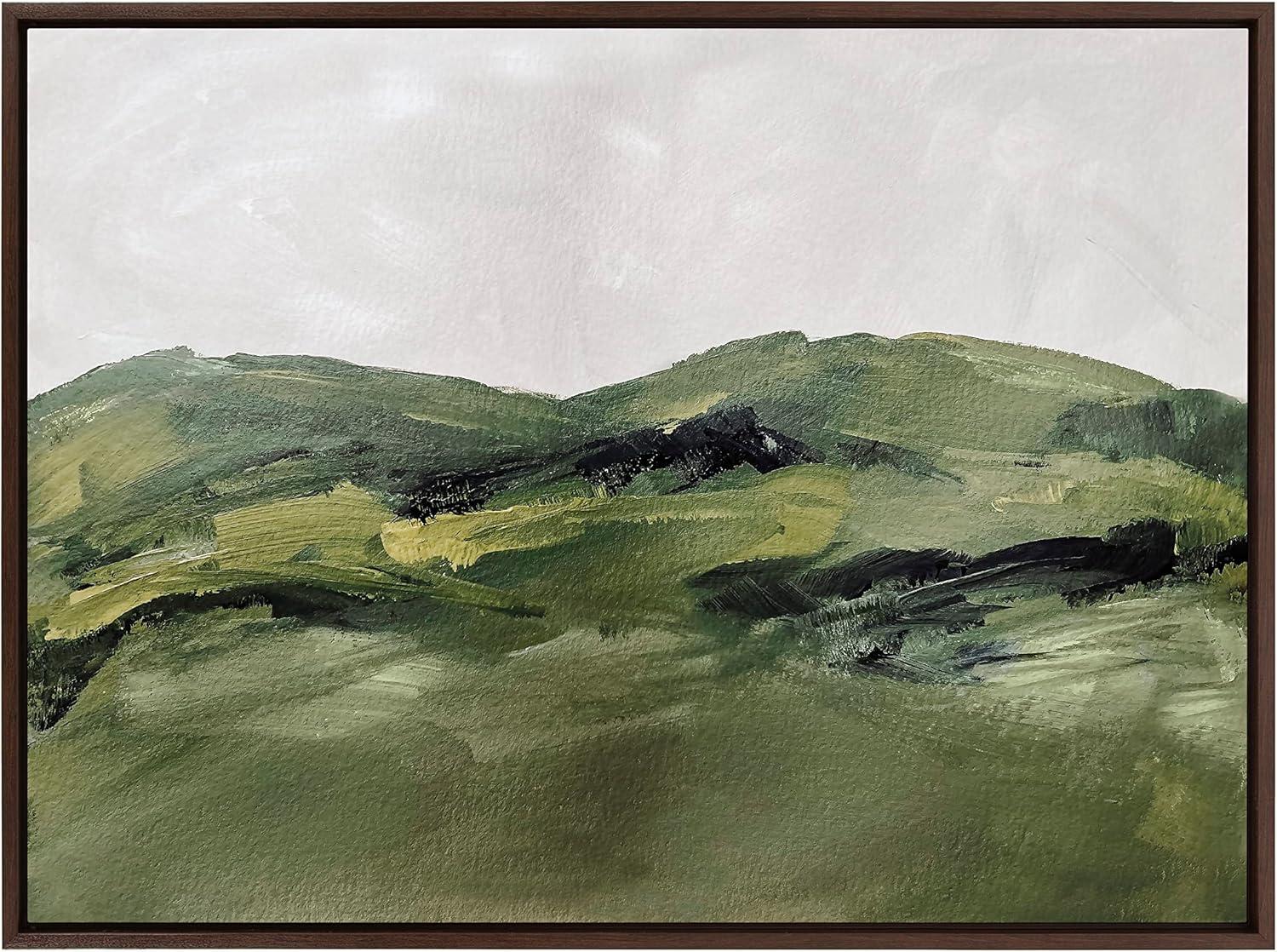 Sylvie Green Mountain Landscape Framed Canvas by Amy Lighthall - Kate & Laurel All Things Decor