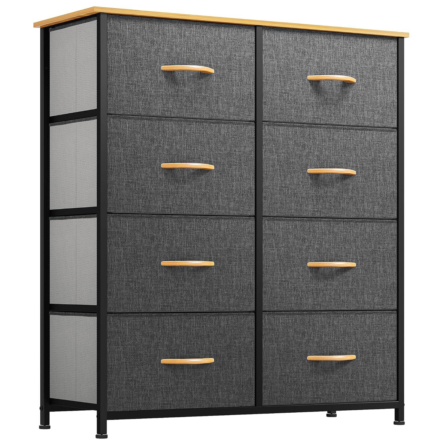 YITAHOME Dresser with 8 Drawers - Fabric Storage Tower, Organizer Unit for Bedroom, Living Room, Hallway, Closets - Sturdy Steel Frame, Wooden Top & Easy Pull Fabric Bins