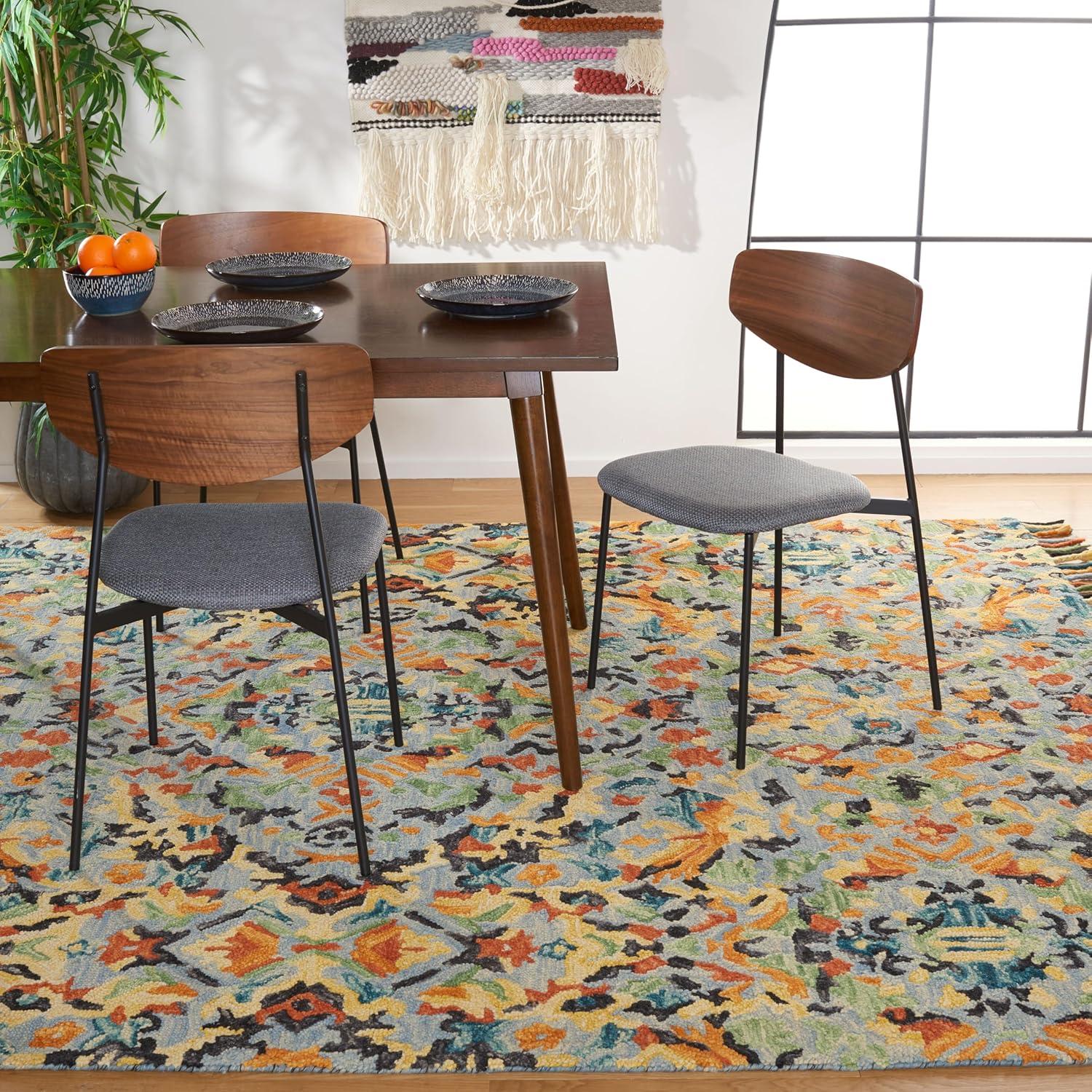SAFAVIEH Blossom Everitt Floral Wool Area Rug, Blue/Multi, 8' x 10'
