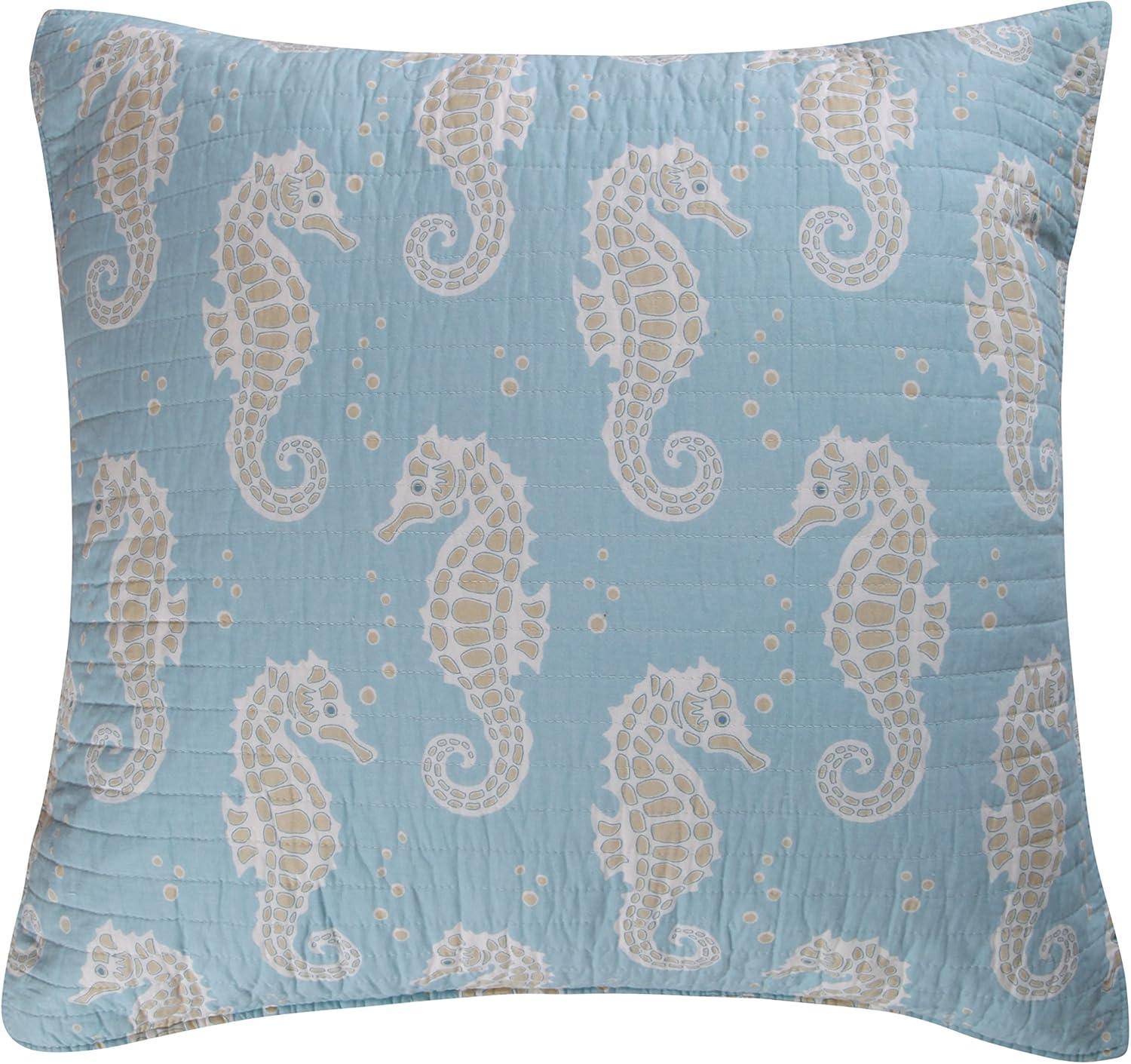 Levtex Home - Blue Maui Euro Sham Set of 2, Aqua, Coastal