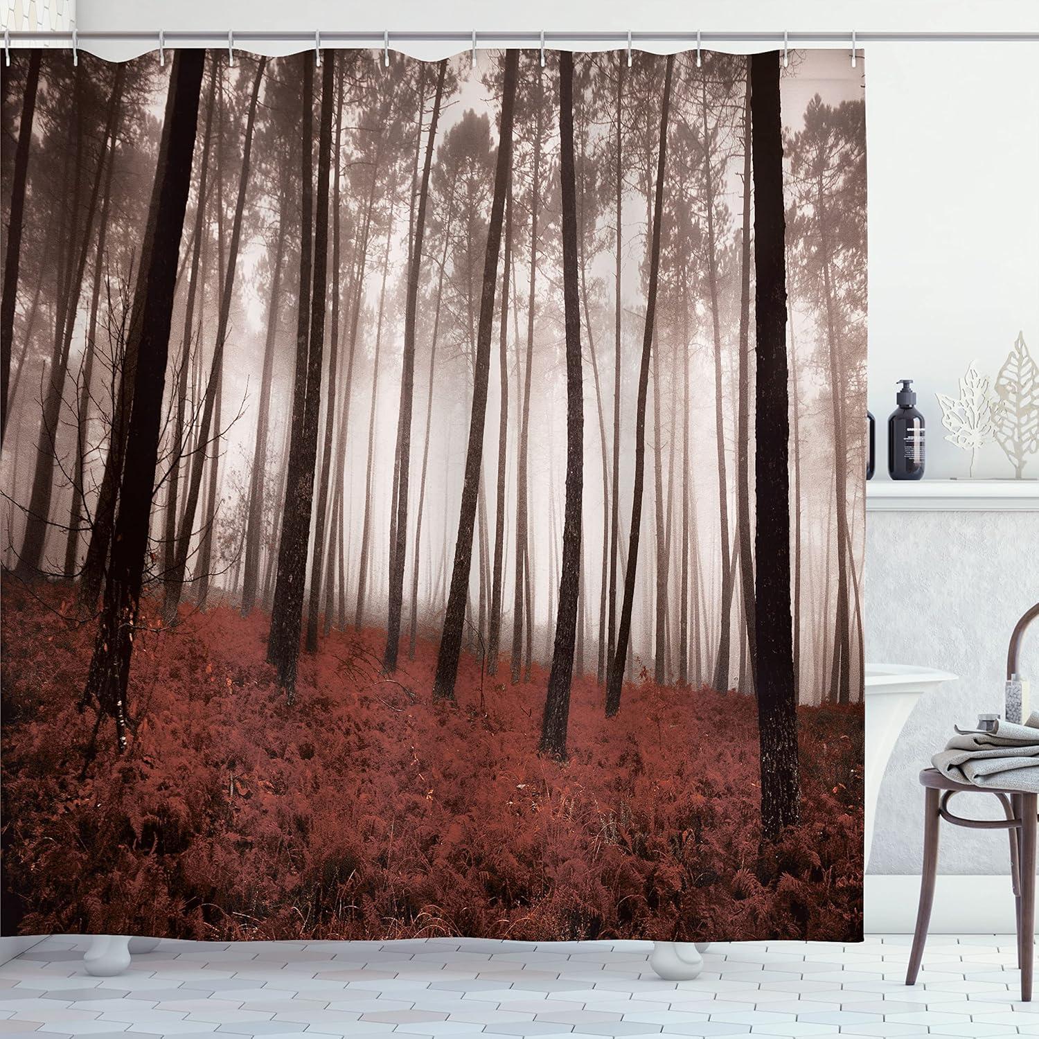 Ambesonne Floral Shower Curtain with Hooks Included