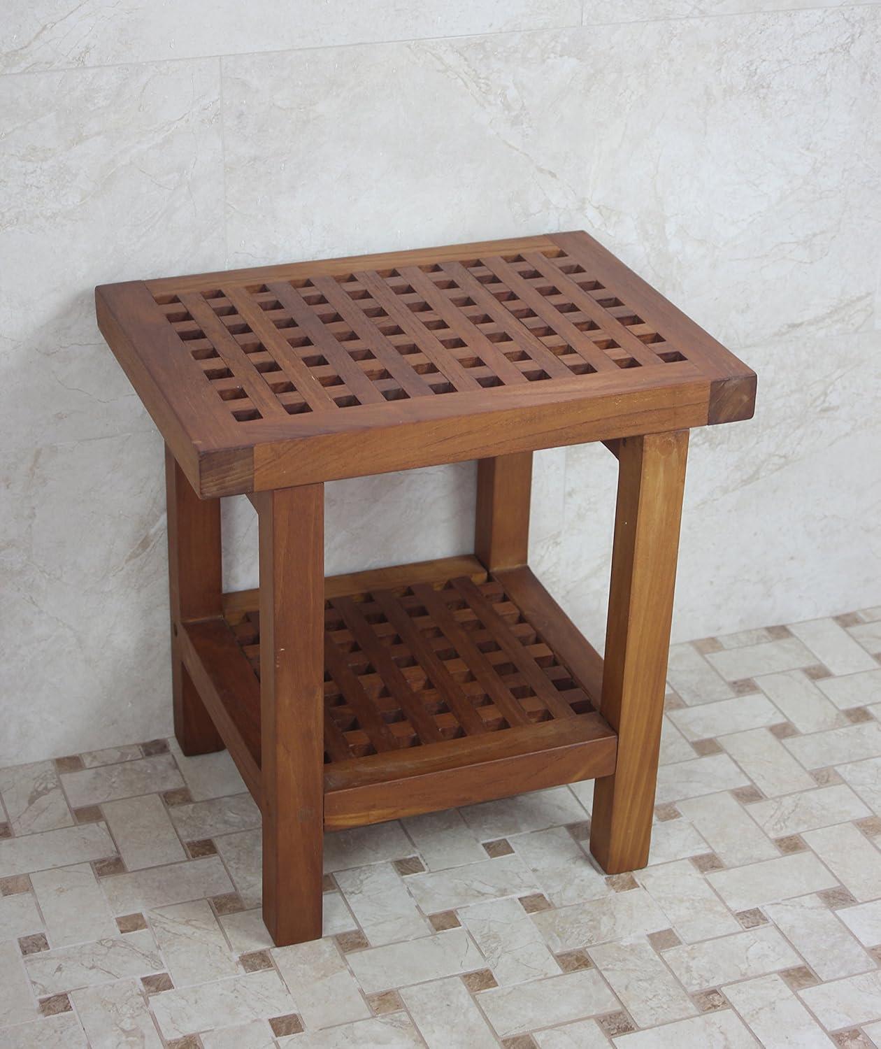 Grate Teak 12.75'' W Teak Shower Bench