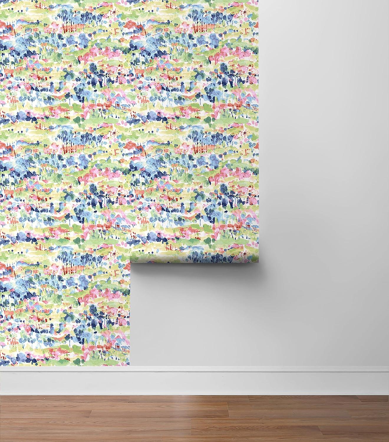Surface Style - Peel and Stick Wallpaper, Abstract Wallpaper for Bedroom, Powder Room, Kitchen, Vinyl, 30.75 Sq Ft Coverage (Water Coloring Collection, Spring)