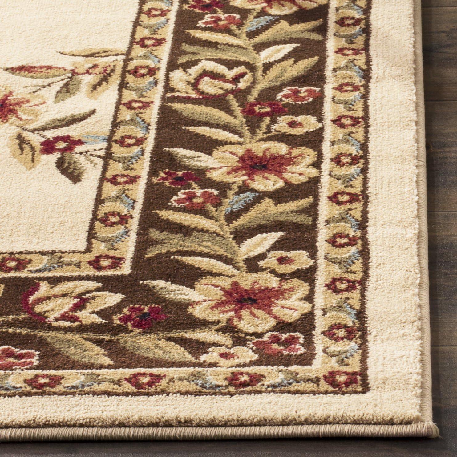 Elegant Traditions Easy-Care Brown Synthetic 6'7" Square Area Rug