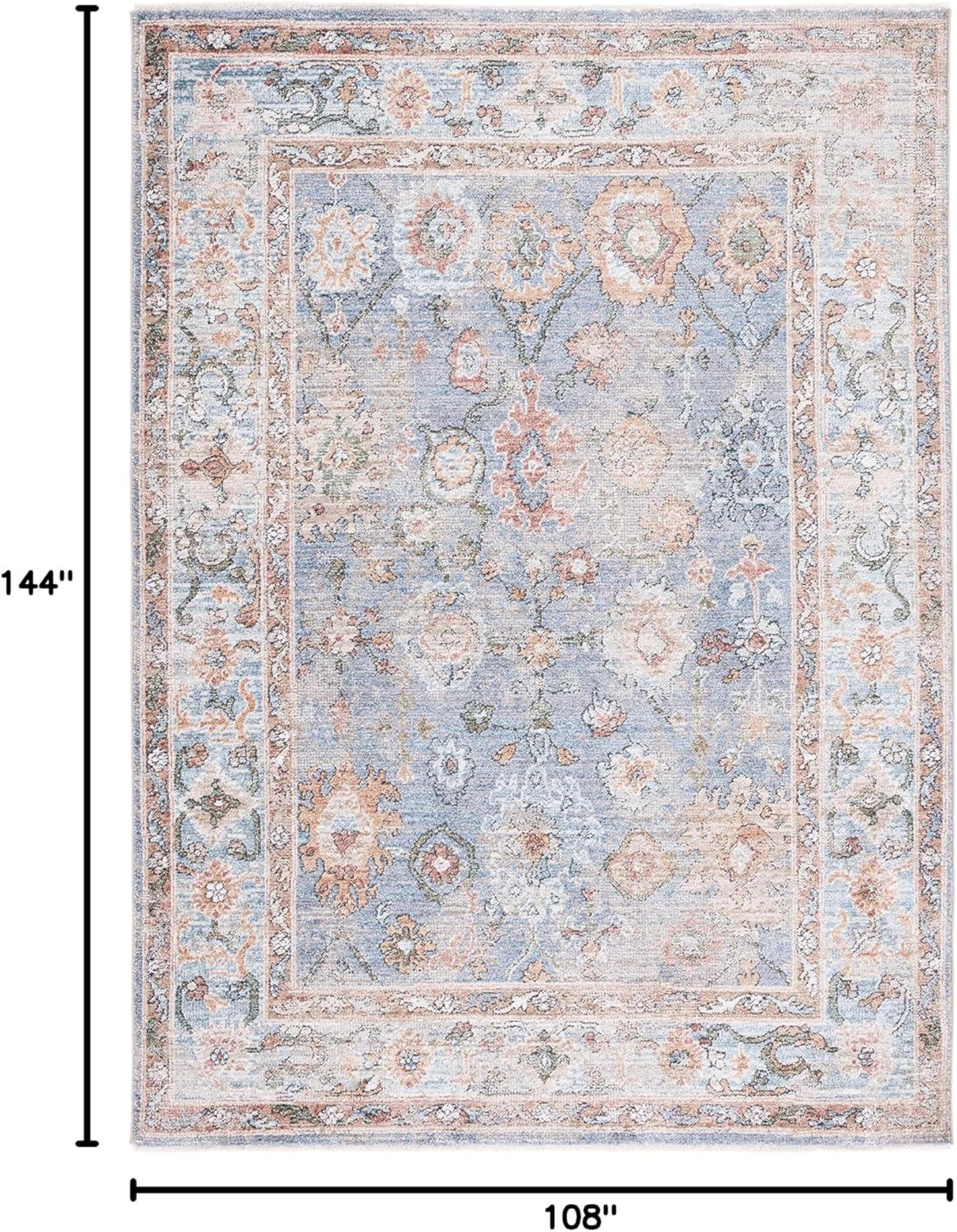 Jasmine Blue & Gold Synthetic 9' x 12' Traditional Area Rug