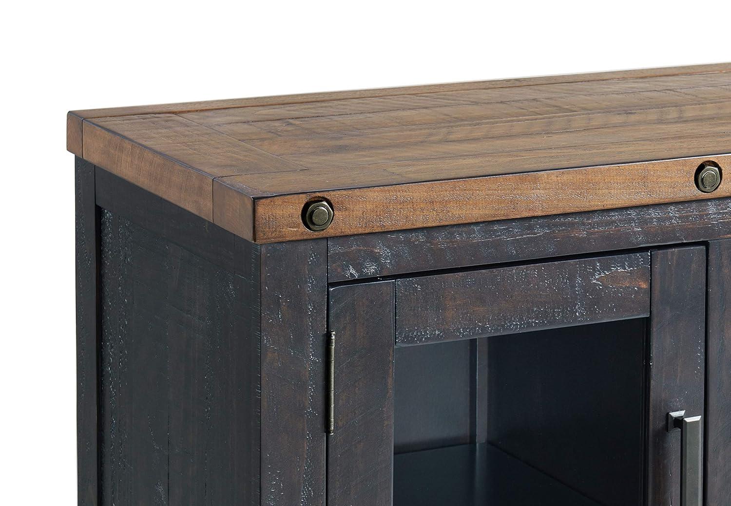 TV Stand with 2 Doors and Open Cubbies, Brown and Black- Saltoro Sherpi