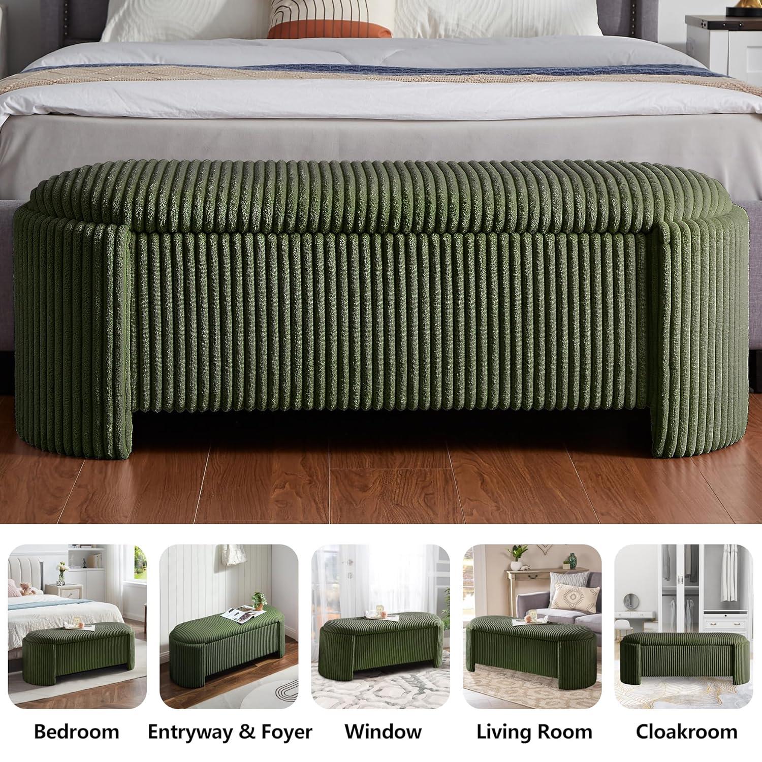 Latitude Run® Nikoma Corduroy Upholstered Storage Bench