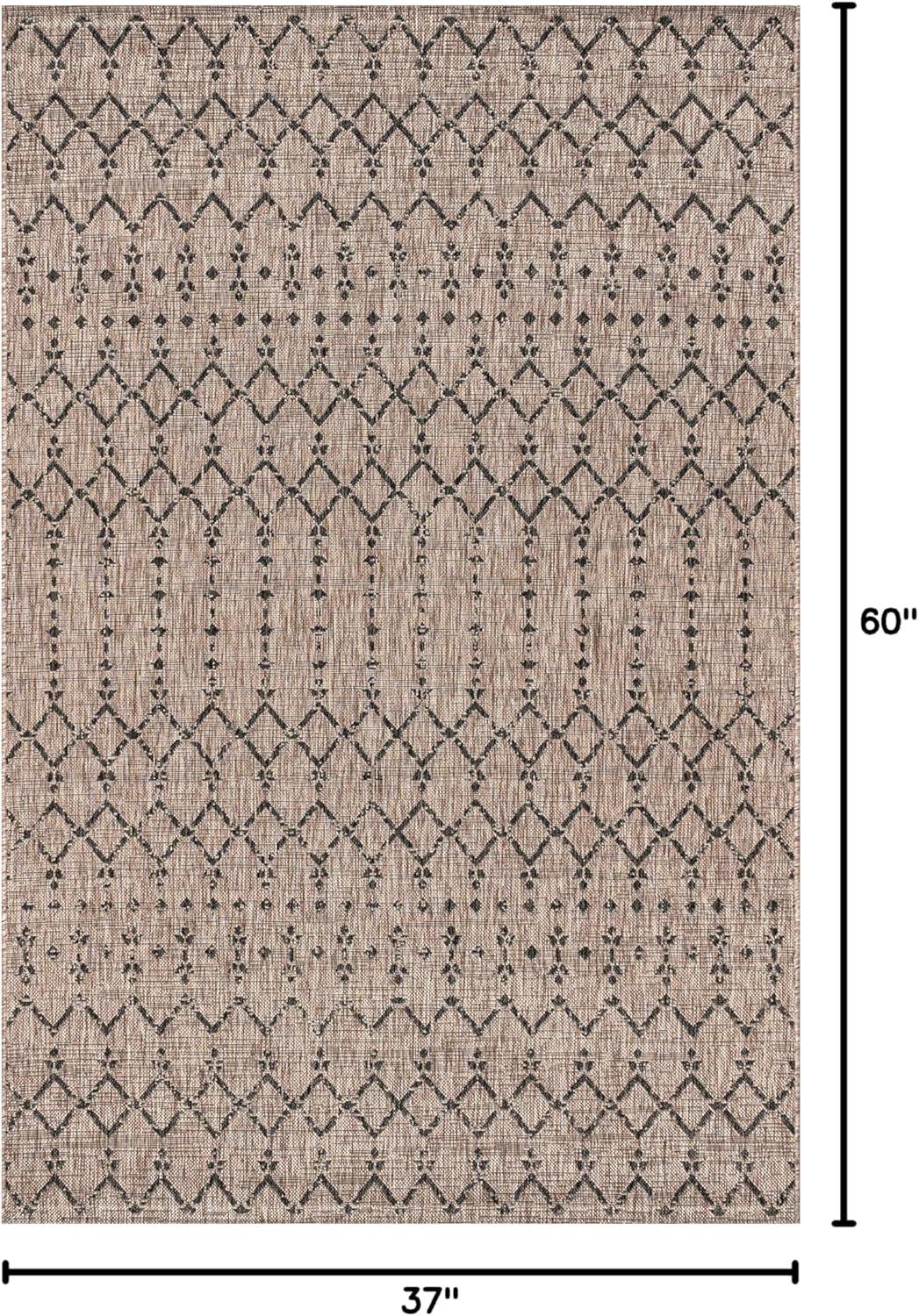 Ourika Moroccan Geometric Textured Weave Indoor/Outdoor Area Rug - JONATHAN Y