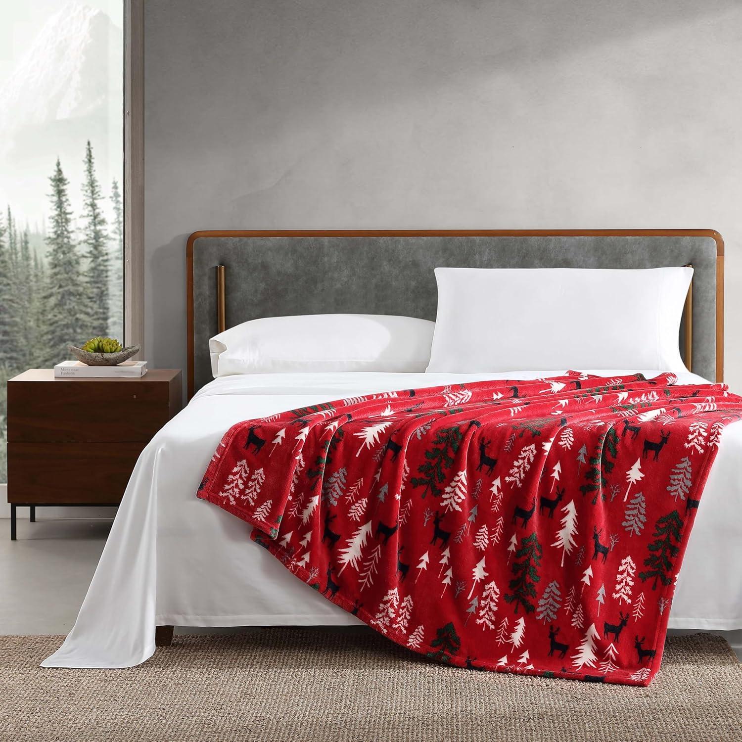 50"x60" Dear Woods Reversible Throw Blanket Red - Eddie Bauer