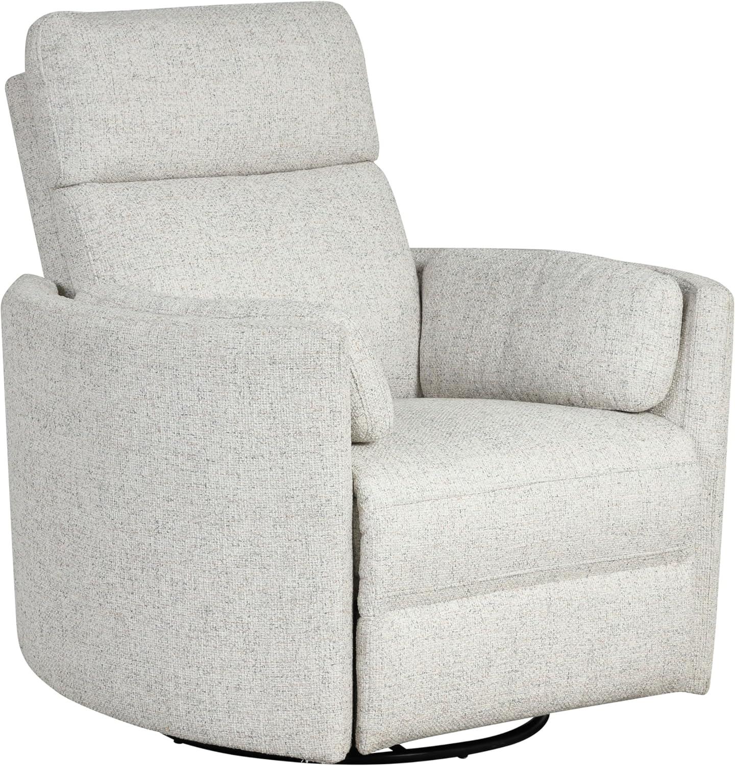 Natural Quartz Fabric Swivel Glider Recliner with USB Charger
