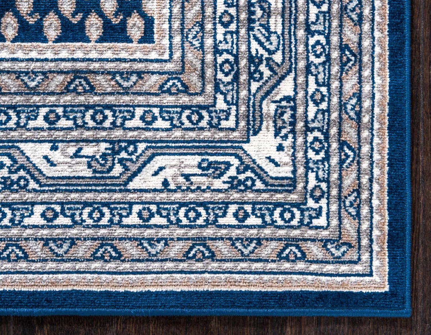 Handmade Williamsburg Easy Care Blue Synthetic 5'3" x 8' Rug